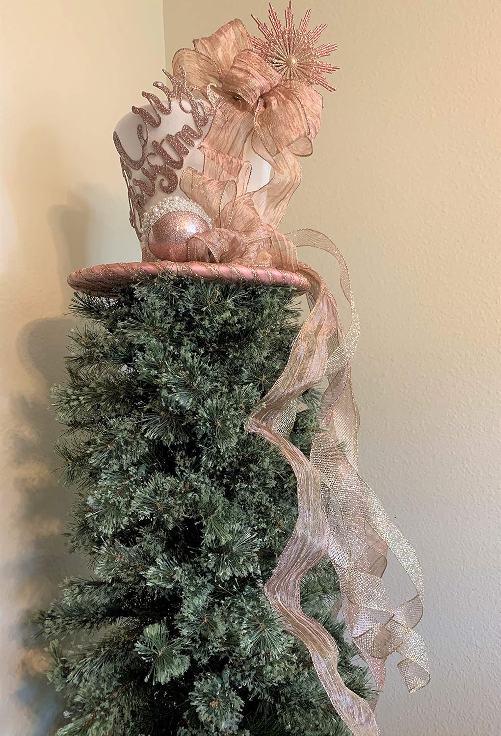 Rose Gold Tree Topper, Tree Topper, Top Hat Tree Topper