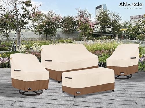 Miniatura 6 de ANartcle Paquete de 2 fundas para sillas giratorias para exteriores, impermeables, 600D, resistentes al agua (30 pulgadas de ancho x 34 pulgadas de