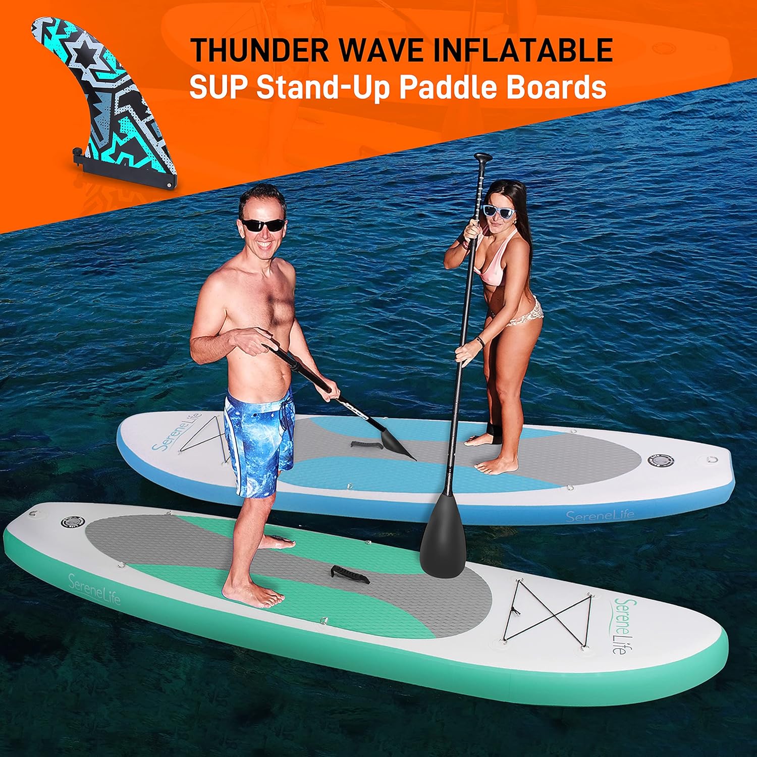 Water Fin for SUP Stand-Up Inflatable Paddle Boards (for SereneLife Thunder Wave Models: SLSUPB10, SLSUPB20)