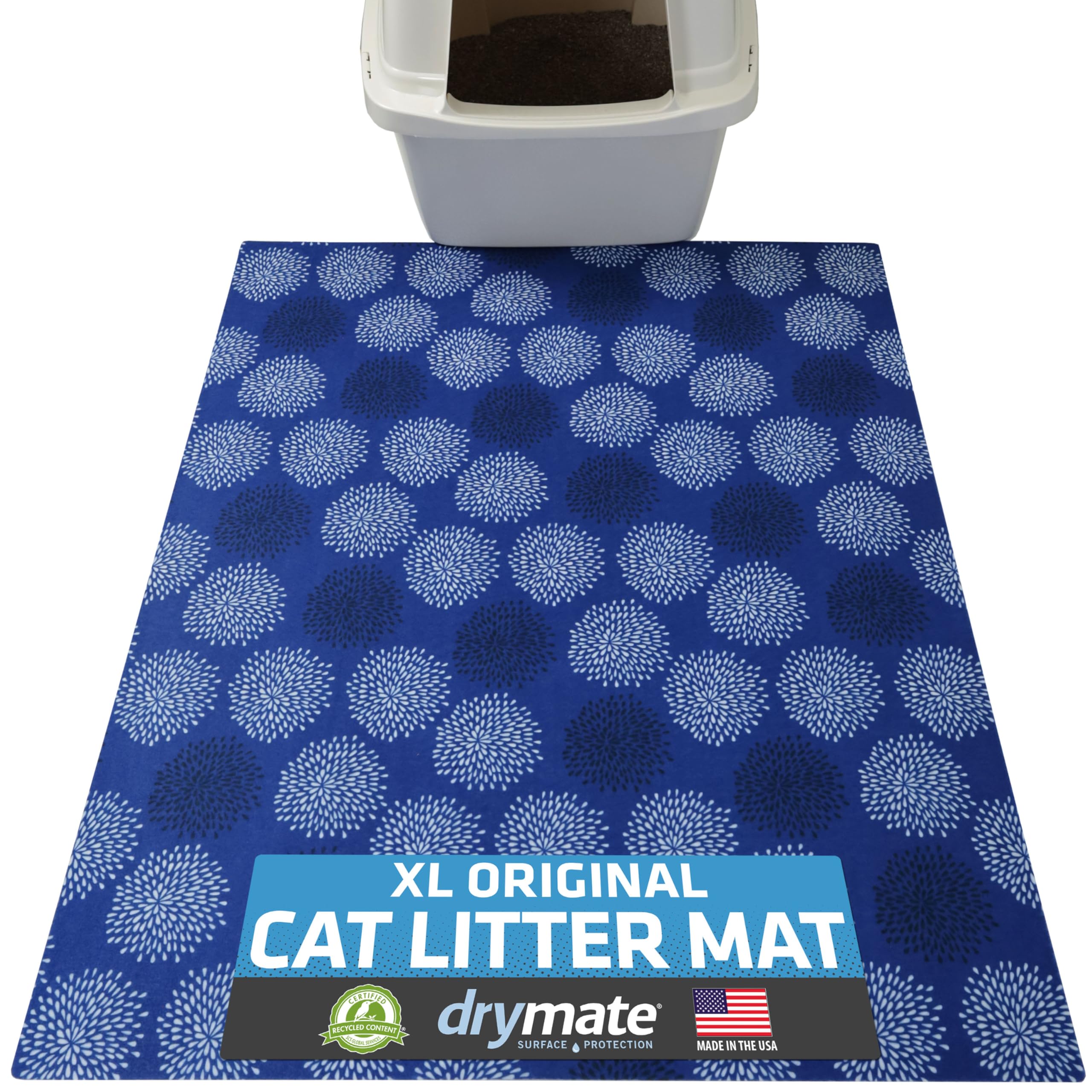Drymate Cat Litter Box Mat, Litter Trapping Mat, Dark Blue, 29x36 XL