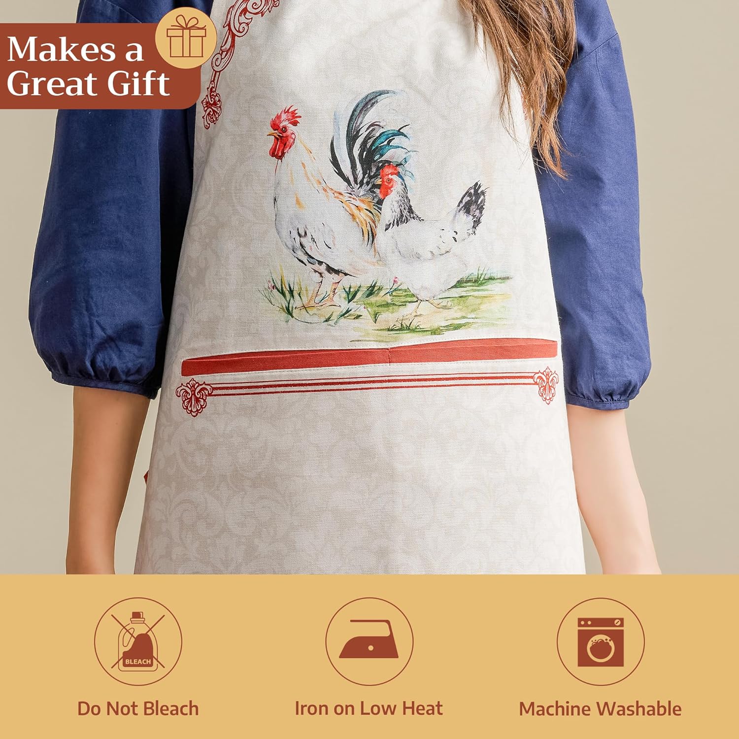Maison d' Hermine 100% Cotton Apron for women with Pocket Kitchen Chef Apron for Men Cooking Mothers Day Gifts