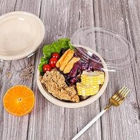 Vista 4 de JAYEEY Cuencos desechables redondos de 25 onzas con tapas, cuencos de papel de fibra de caña de azúcar, recipientes para alimentos, preparación