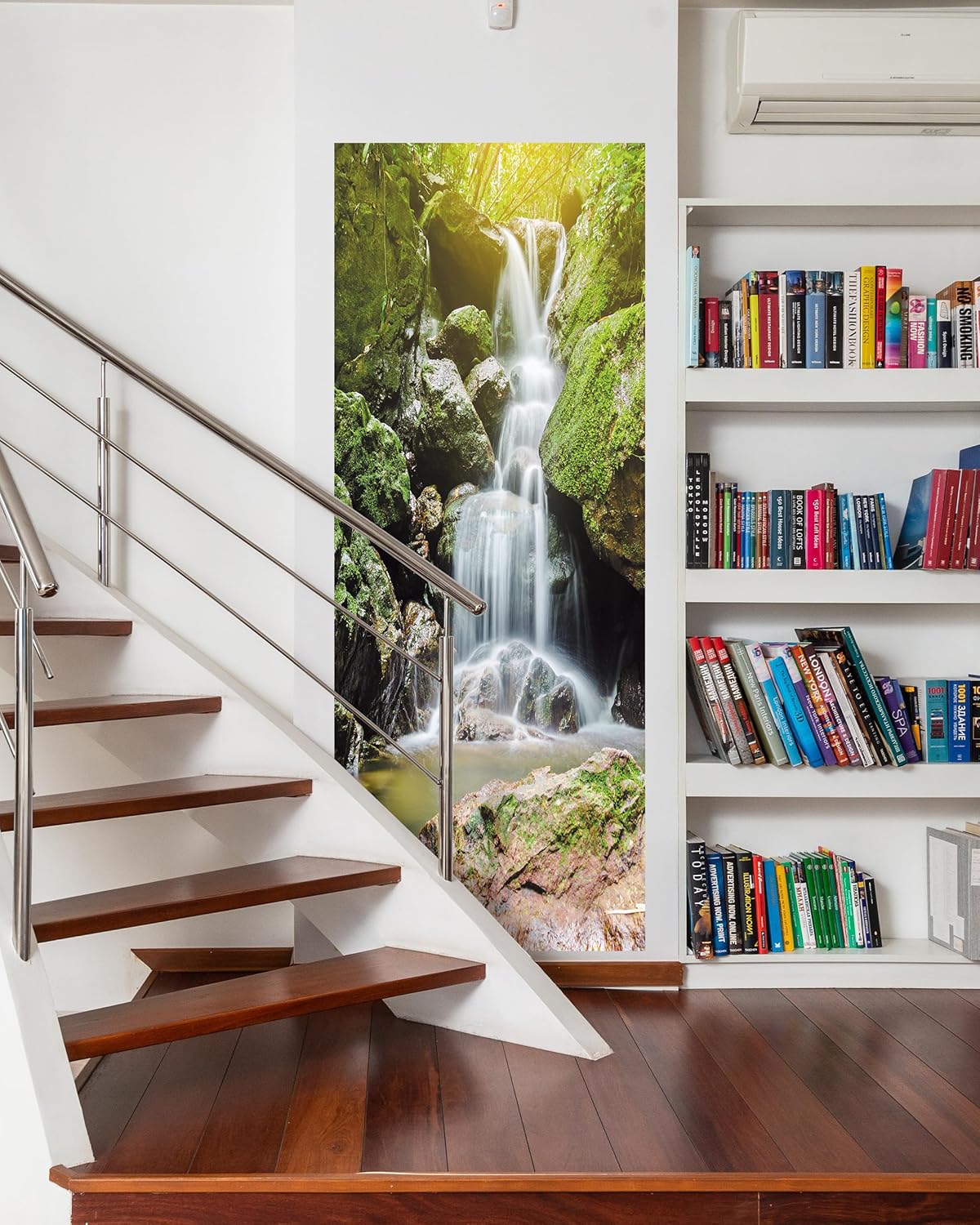 FLFK Door Sticker - 3D Mural Peel and Stick, Removable Self-Adhesive Waterfall Door Wallpaper for Home Decor, 30.3 "W x 78.7 "L, Set of 2 Sheets