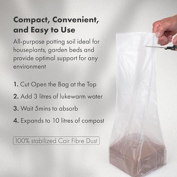 GreenBrokers C1001 Organic All Purpose Potting Compost Enriched with Nutrients - Expands to 10Ltrs, 10 Ltr