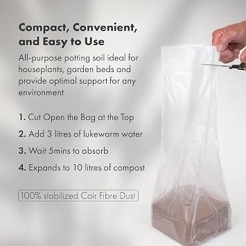GreenBrokers C1001 Organic All Purpose Potting Compost Enriched with Nutrients - Expands to 10Ltrs, 10 Ltr