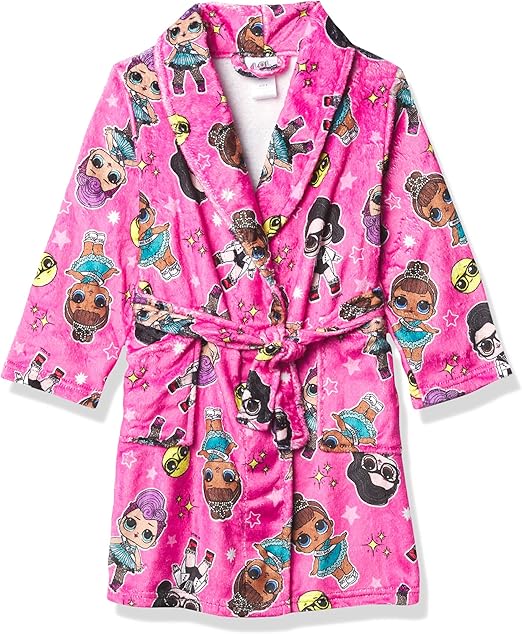 Surprise! OMG Robe With Slippers,LOL OMG Bathrobe Pajama Set,Girls Size 4/5 Clothing, Shoes