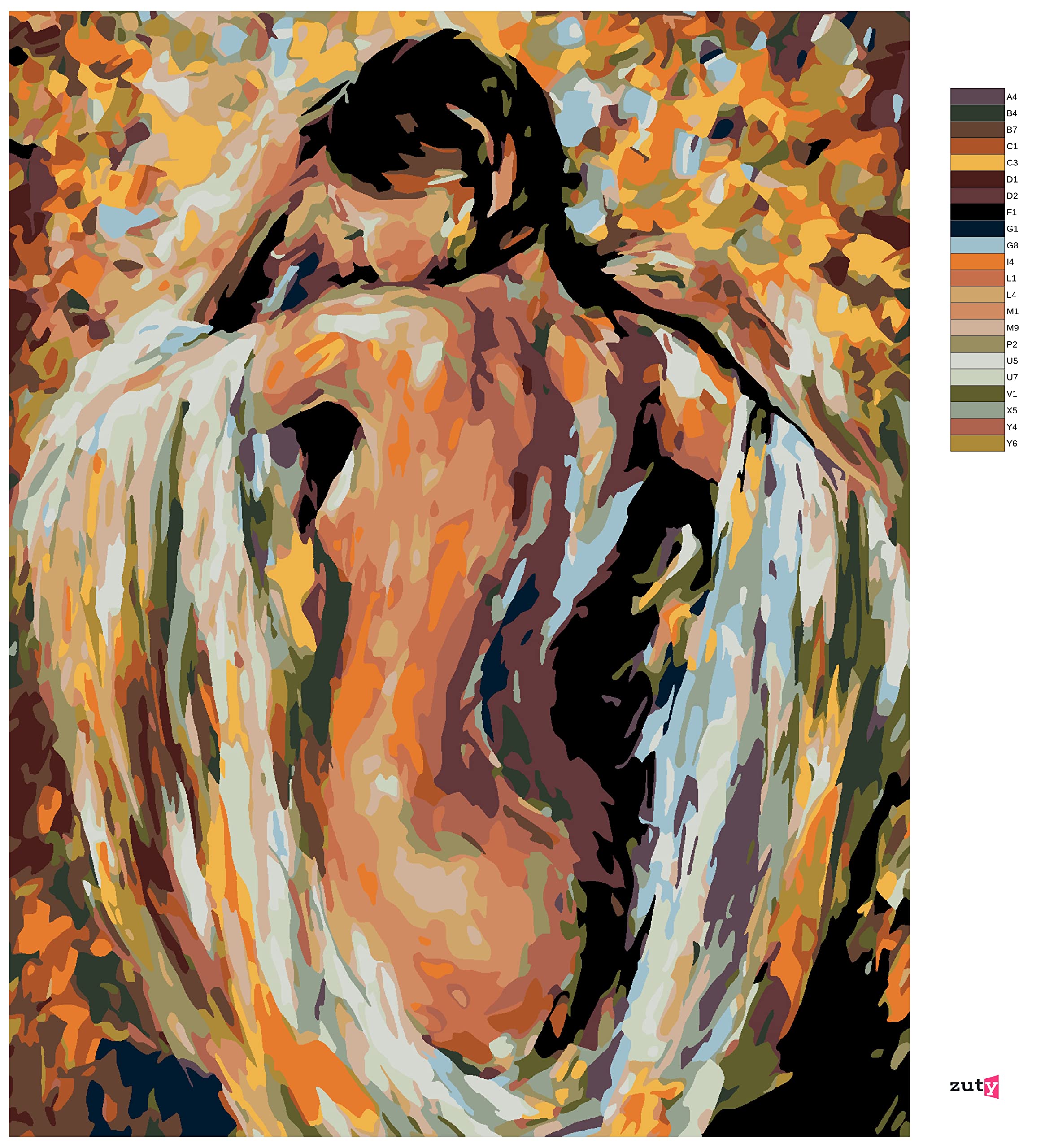 Zuty 1794221, Malen nach Zahlen-HALBNACKTE Frau IN Farben 40x50 cm mit Keilrahmen (bereits gespannt)