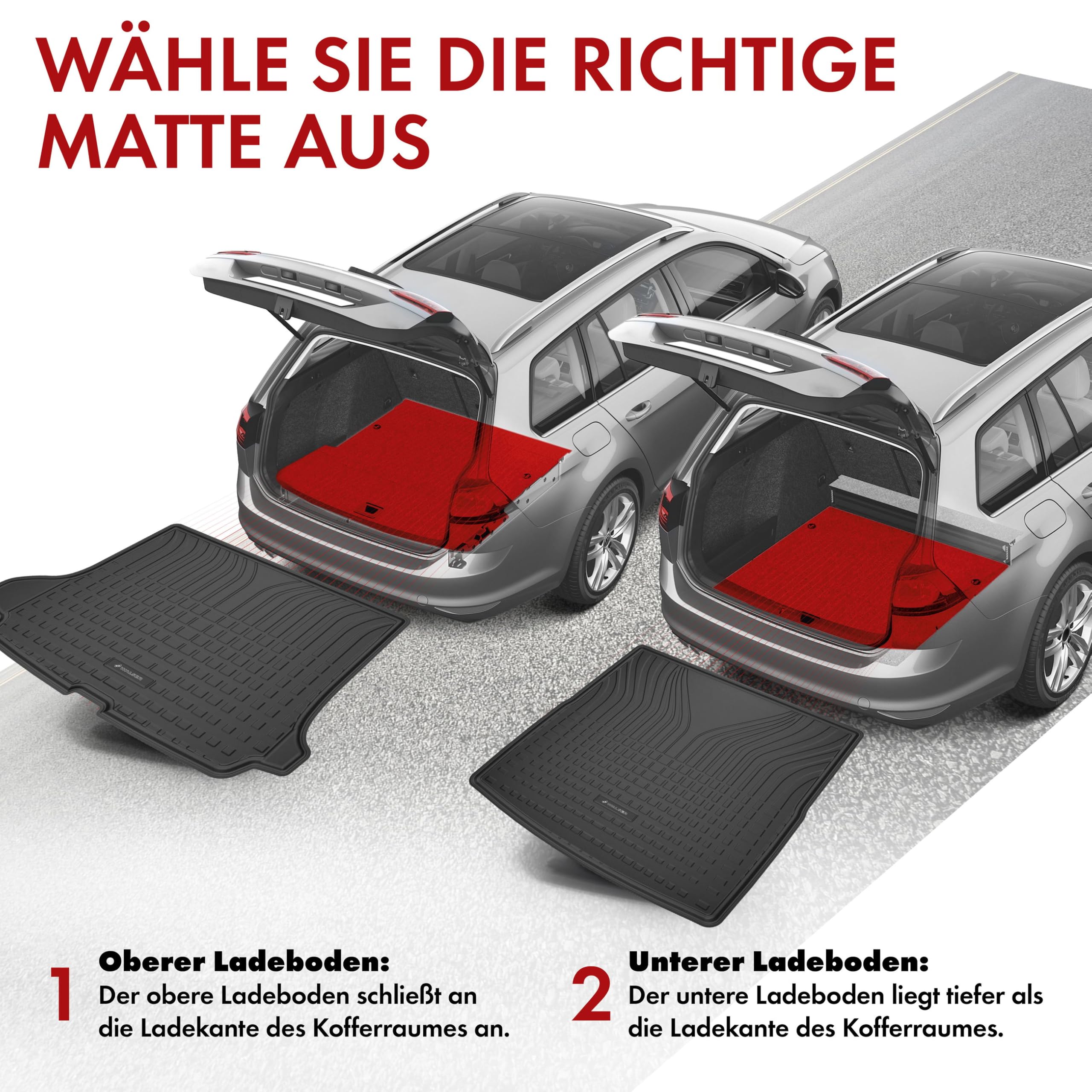 Walser Premium Kofferraumwanne für BMW X5 (G05, F95) 08/2018-Heute, 100% passgenaue Kofferraum Schutzmatte - Made in EU, robuste Antirutschmatte Auto