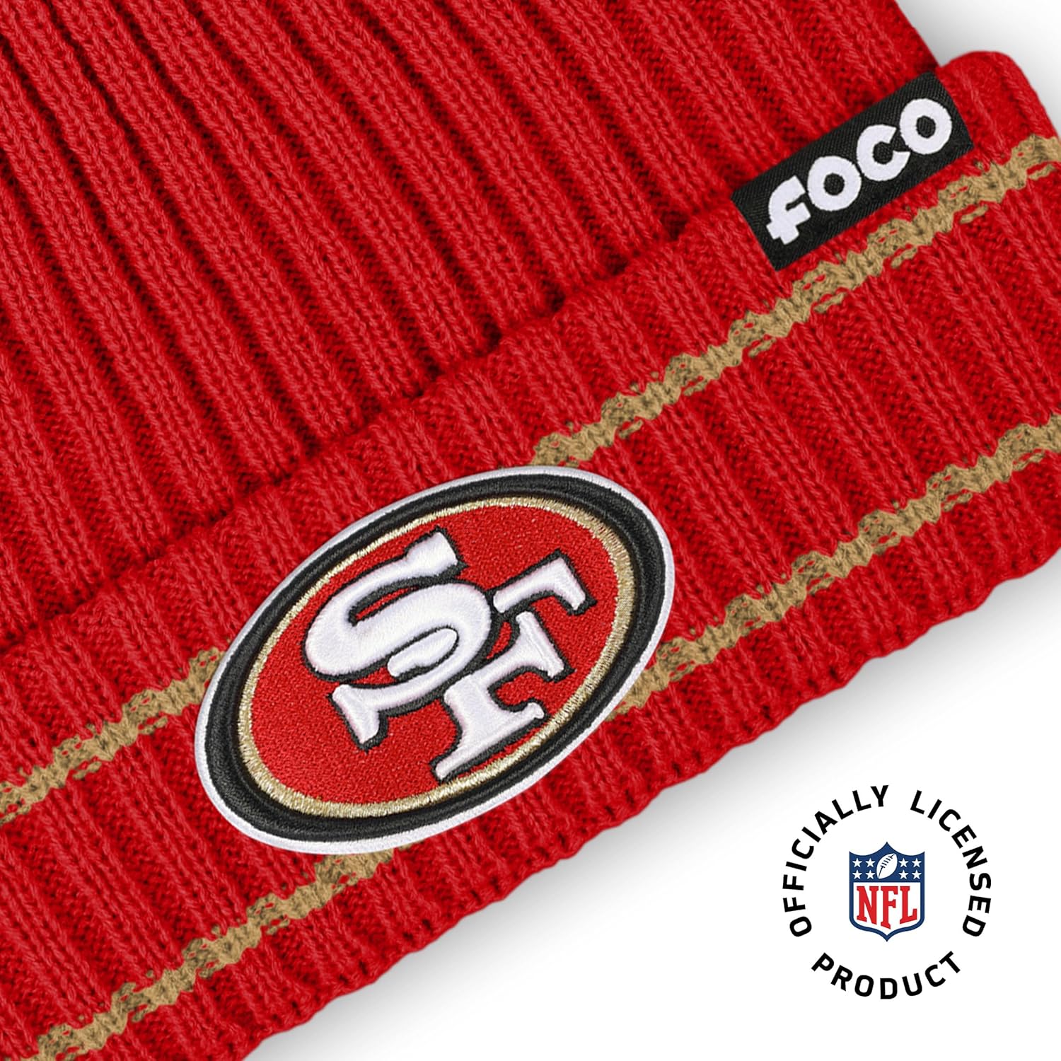 FOCO NFL Mens NFL Team Logo Ribbed Beanie Hat - Image 3