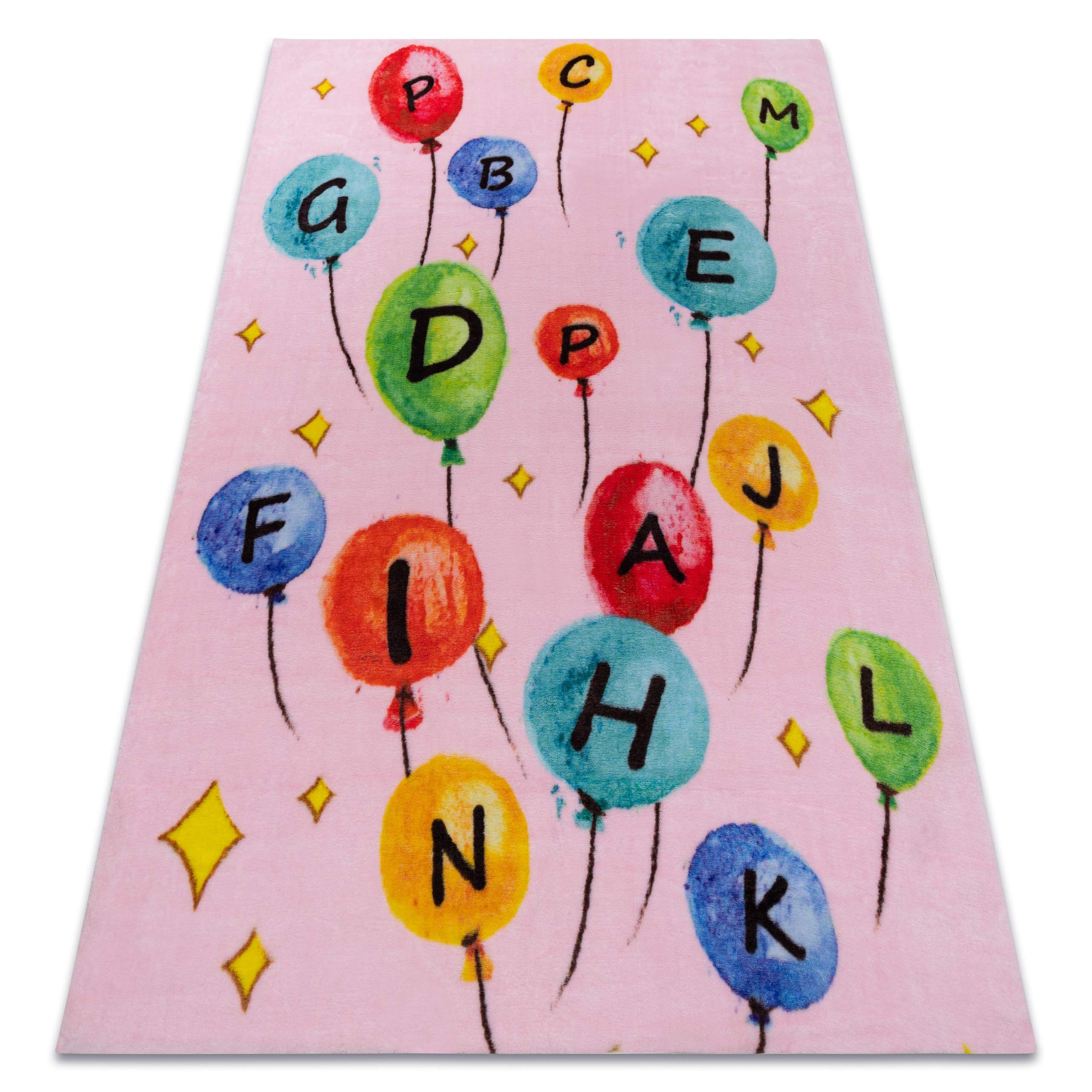 Tapis Play Ballons Alphabet rose protège les enfants des sols froids 140x190