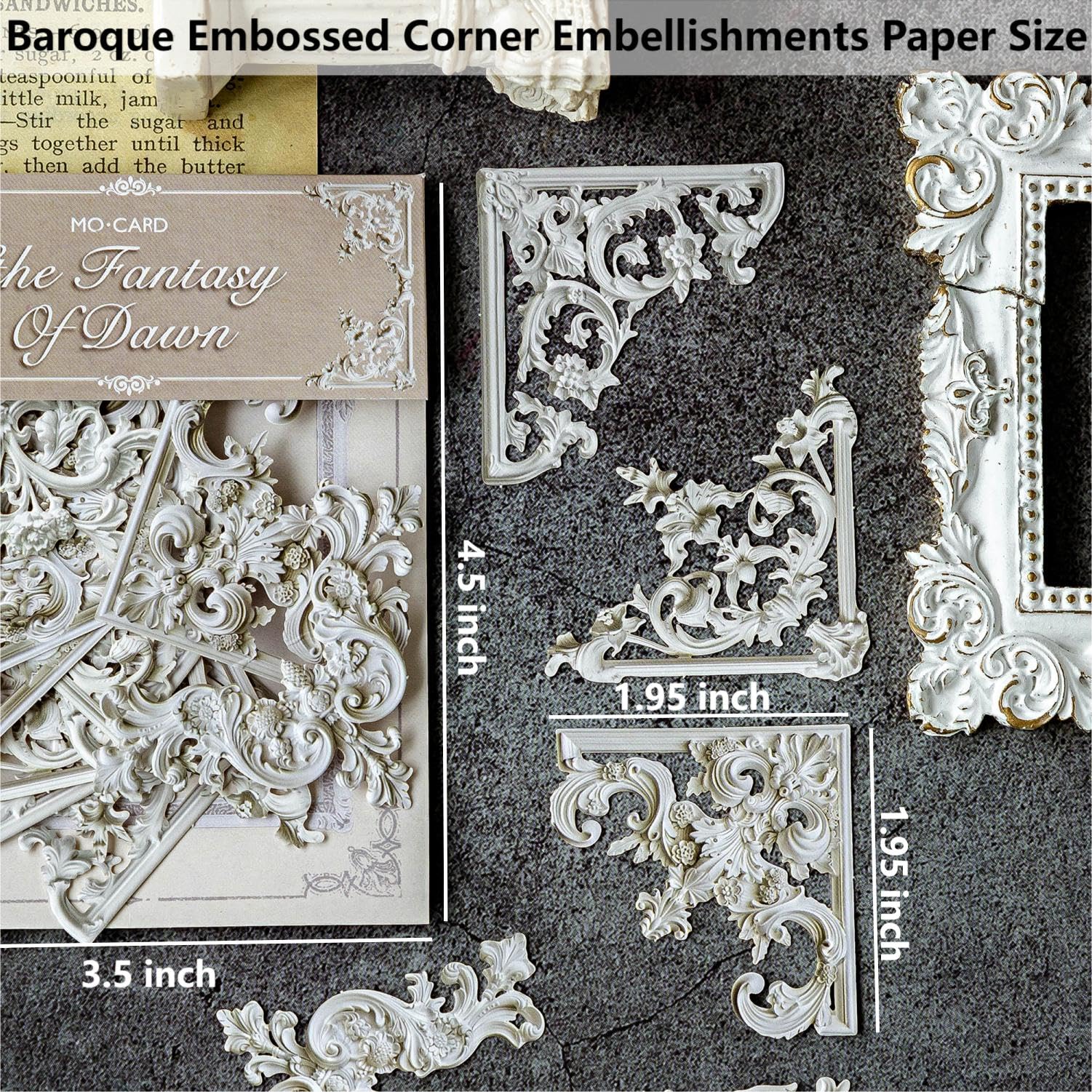 Lot de 120 décorations d'angle en papier épais baroque gaufré pour scrapbooking, 6 thèmes, cadre décoratif rétro 3D, matériel de collage pour fournitures de journal, album