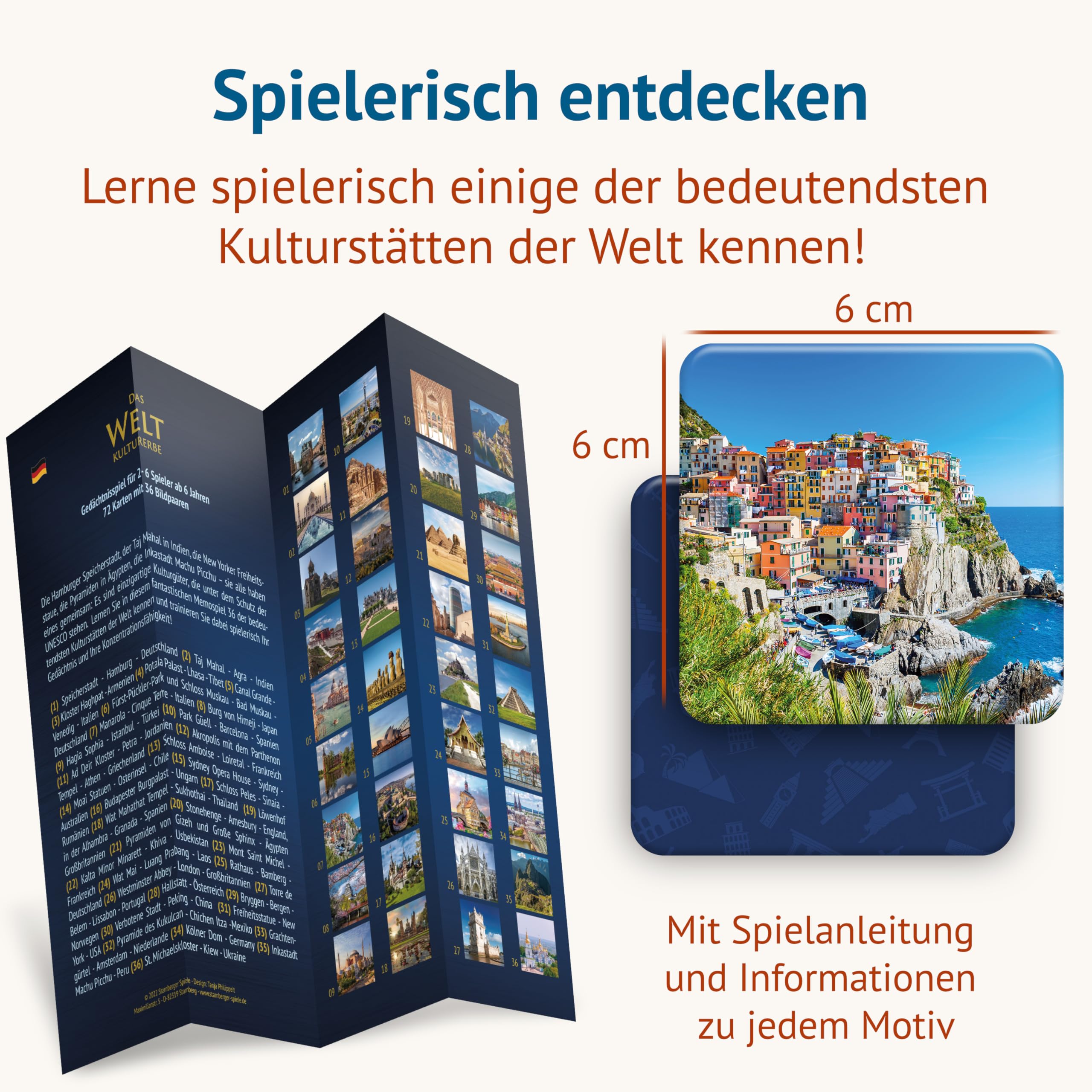 Starnberger Spiele - Weltkulturerbe Memospiel - Kartenspiel für Erwachsene und Kinder ab 6 Jahren - Geschenk für Reise- und Kulturliebhaber