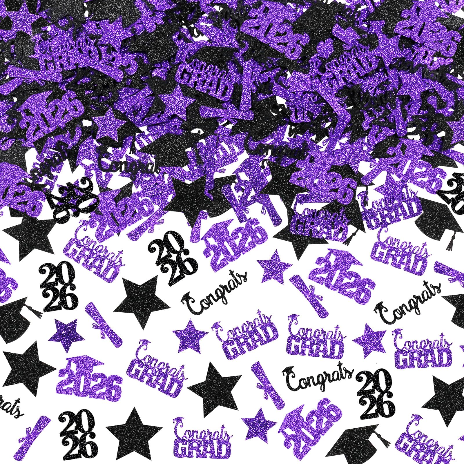 200Pcs 2026 Graduation Table Confetti Purple Graduation Confetti 2026 for Tables 2026 Graduation Table Decorations Purple