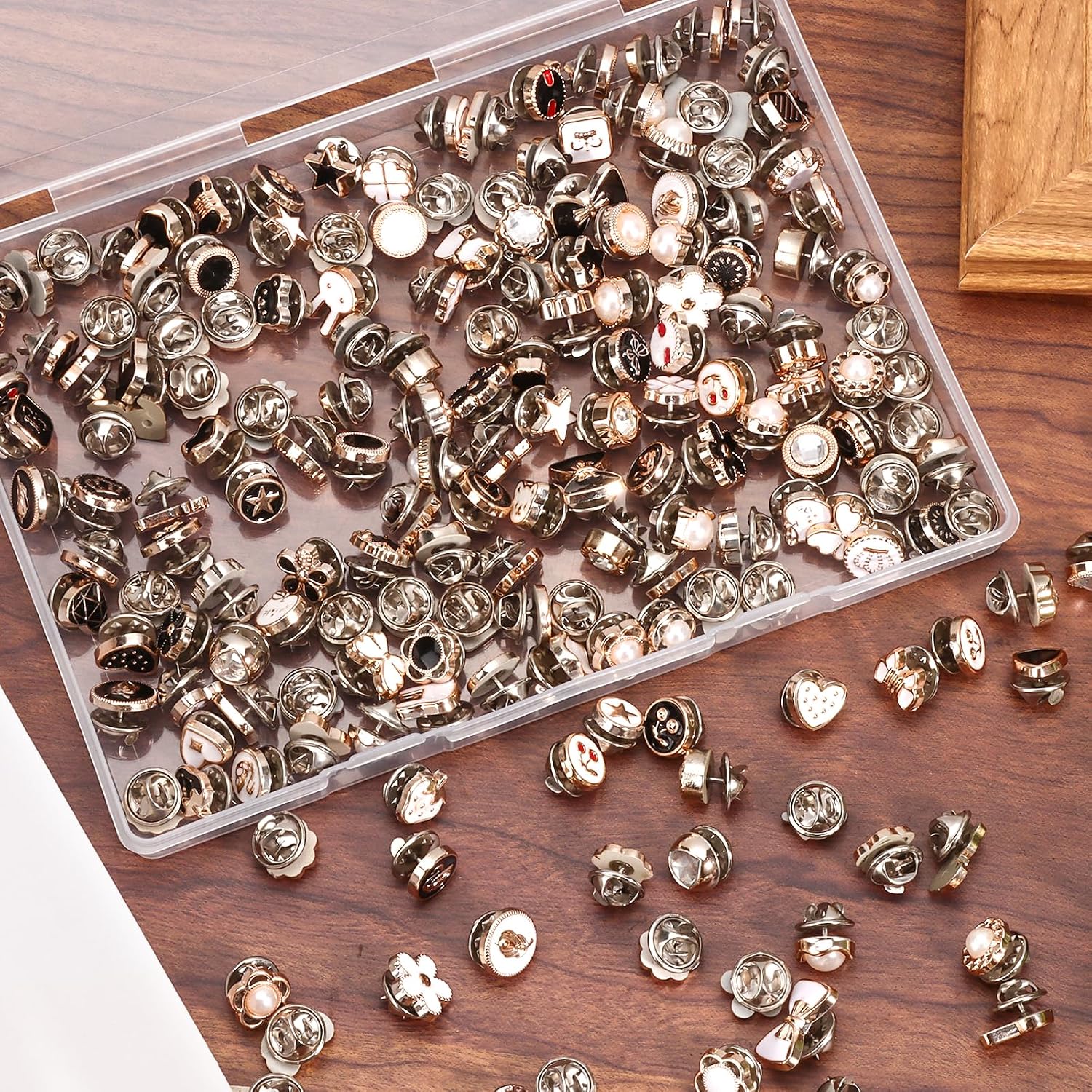 194pcs Pearl Brooch Buttons, No Sew Instant Removable Reusable Cover Up Buttons Pins, Rhinestone Brooch Pins for Women Fashion, Replacement Safety Button for Pant Waist Shirt Dress Sweaters Coat Shawl