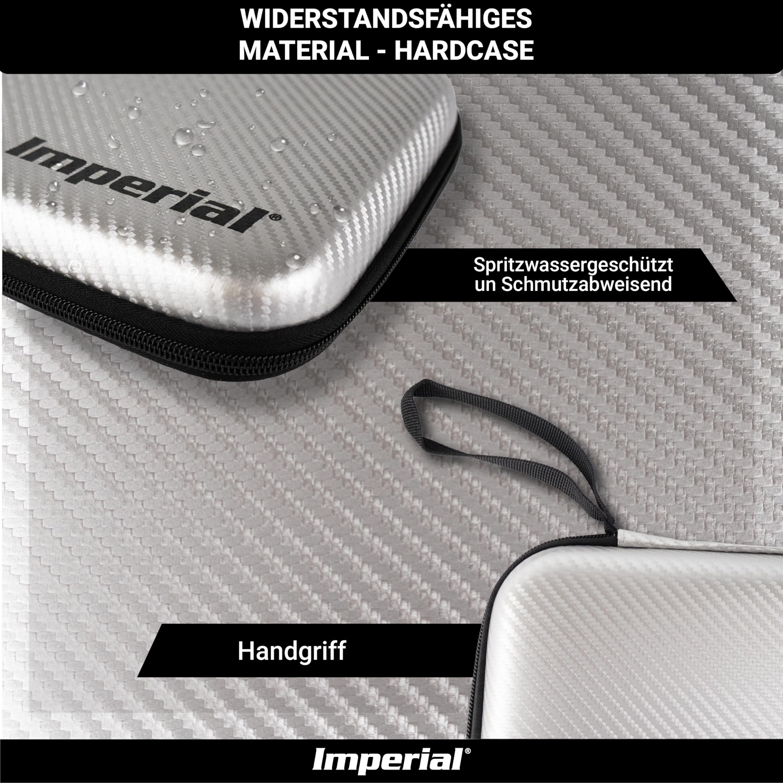 Imperial Hardcase Mallette de Tennis de Table | Argent | Aspect Carbone | Espace pour Deux Raquettes et Accessoires | Résistant aux Chocs et aux Rayures