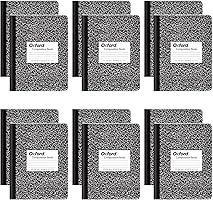 Oxford Composition Notebooks, College Ruled Paper, 9-3/4" x 7-1/2", Black Marble Covers, 100 Sheets, 12 per Pack (63796)