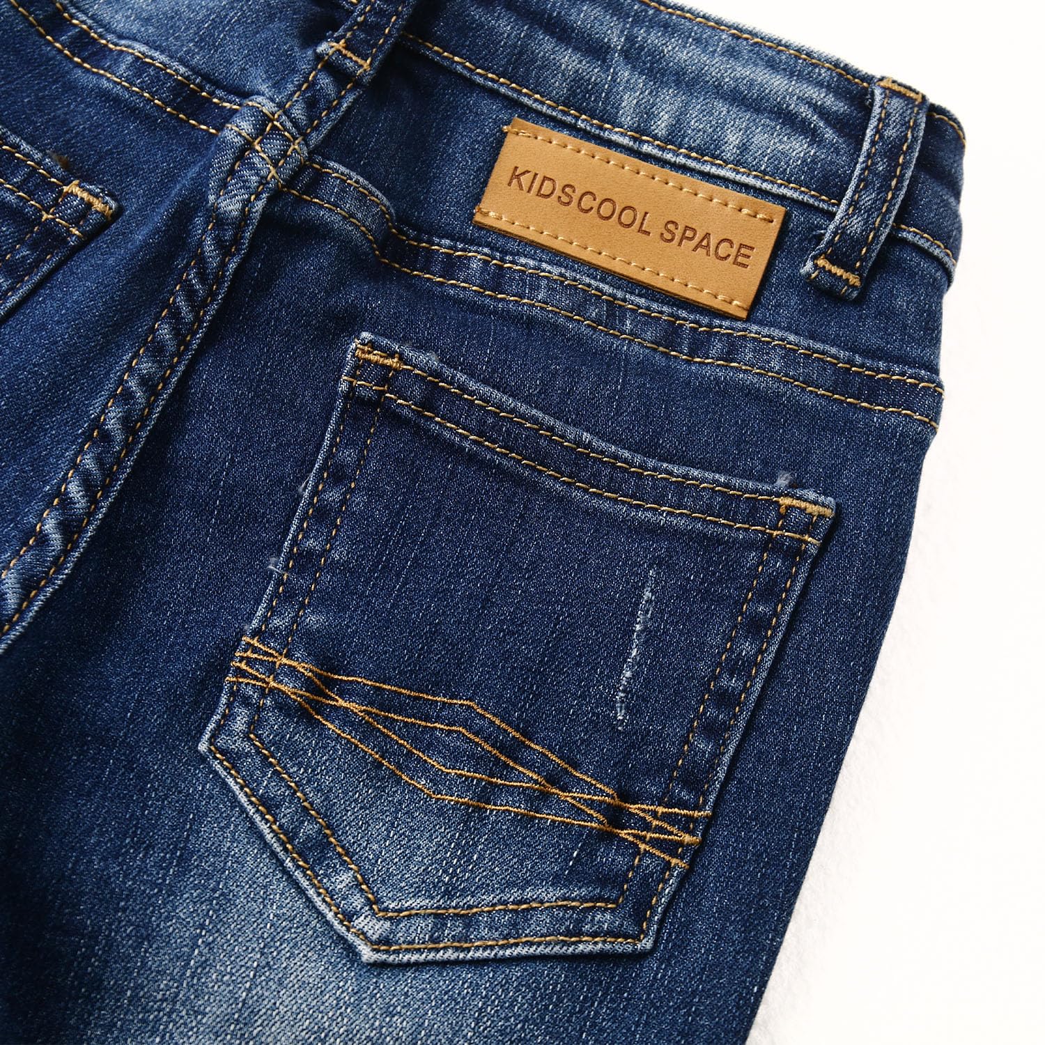 KIDSCOOL SPACE Jeans per Ragazze, Elastico in Vita all'Interno di Pantaloni in Denim con Fori Strappati per Bambina