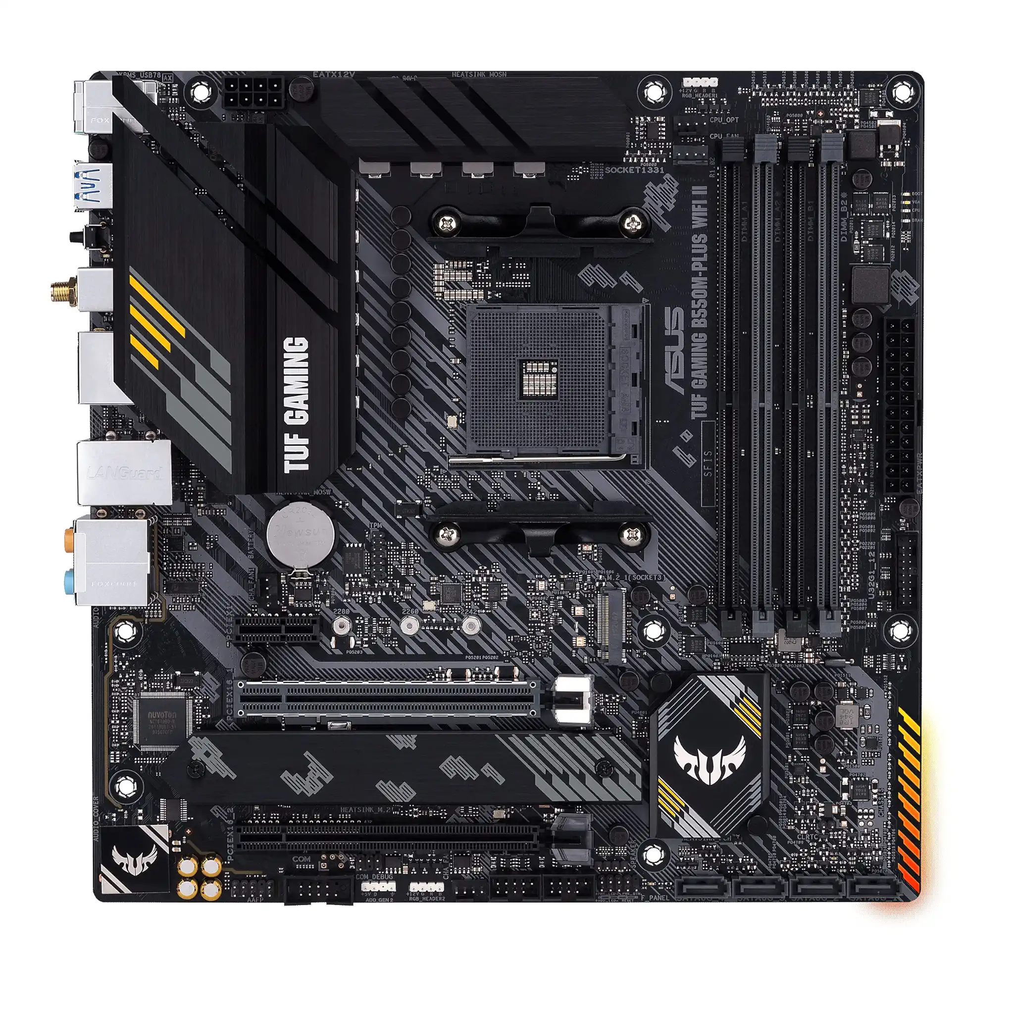ASUS TUF Gaming B550M-PLUS WiFi II Mainboard Sockel Ryzen AM4 (AMD B550, mATX, PCIe 4.0, dual M.2, WiFi6, SATA 6Gbit/s, Aura Sync)