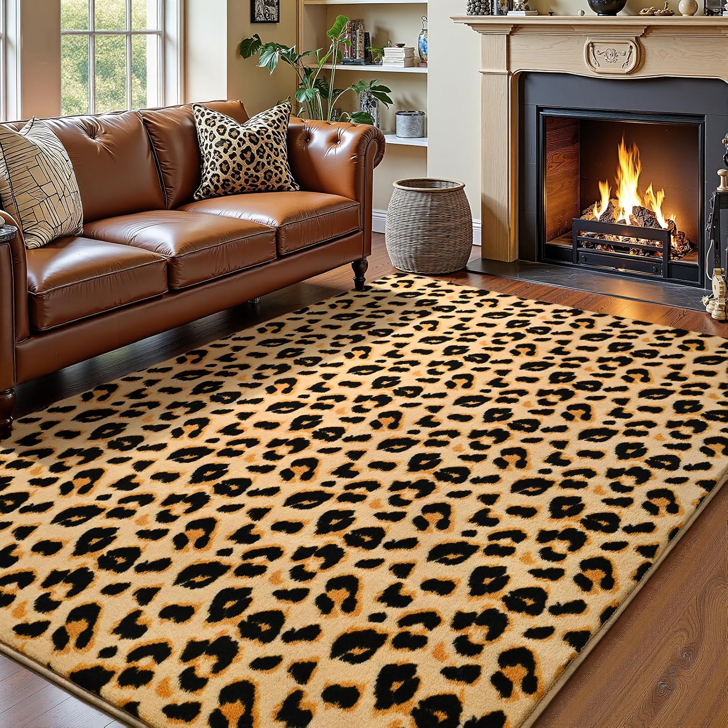 Amearea Soft Leopard Rugs for Bedroom Living Room, 4x6 Modern Cheetah Print Thickened Memory Foam Rug, Fluffy Indoor Washable Animal Rug Carpet for Kids Boys Girls Dorm Nursery Room Home Decor, Khaki - Image 7
