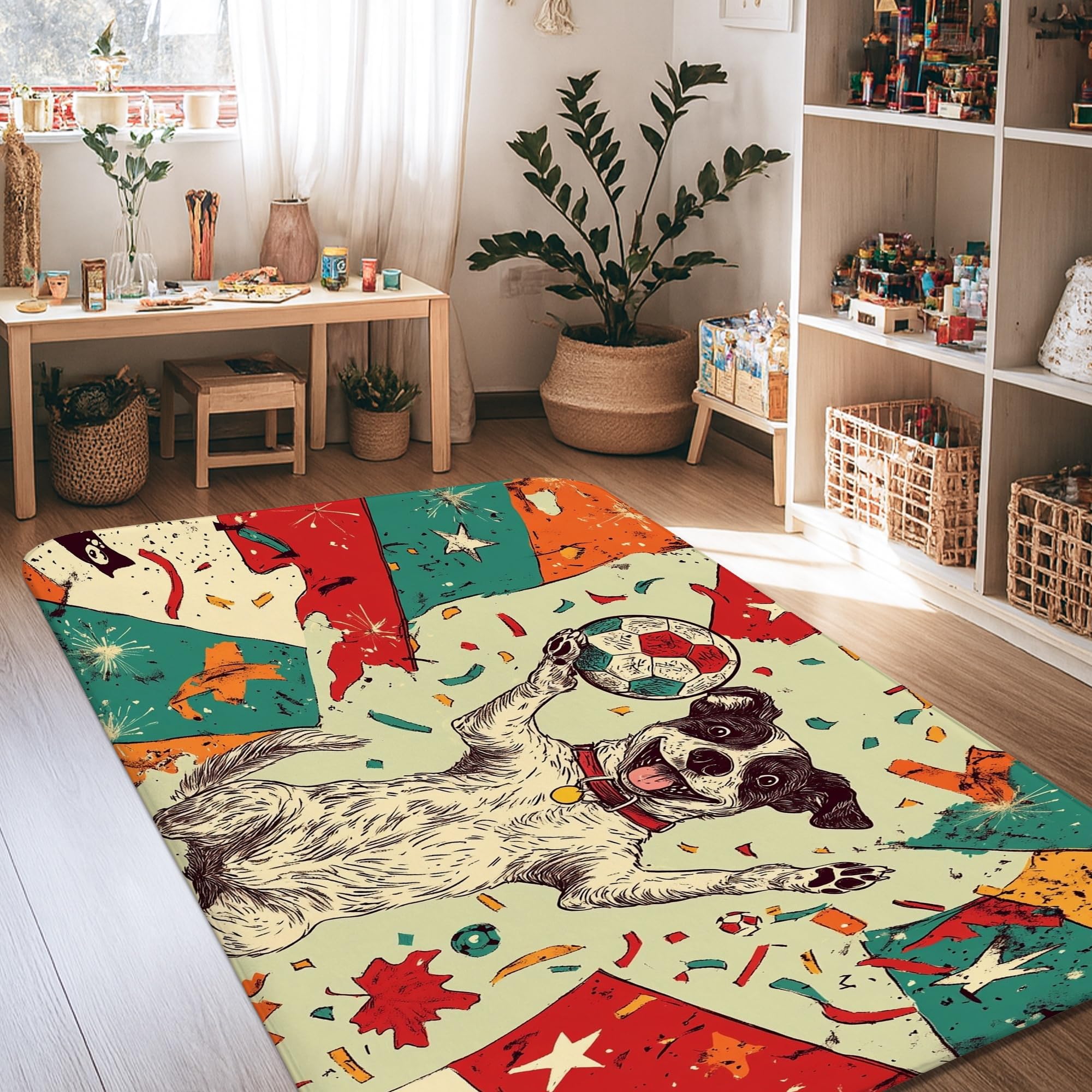 Tapis pour chien facile à nettoyer motif étoiles automnales