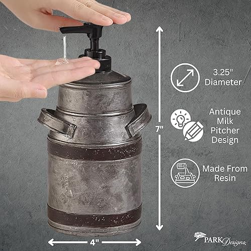 Miniatura 2 de Park Designs Dispensador de jarra de leche antiguo de granja, color gris