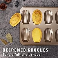 Vista 3 de HONGBAKE Molde de Madeleine antiadherente, paquete de 2 bandejas de galletas de madeleine resistentes de 12 cavidades para hornear en el horno