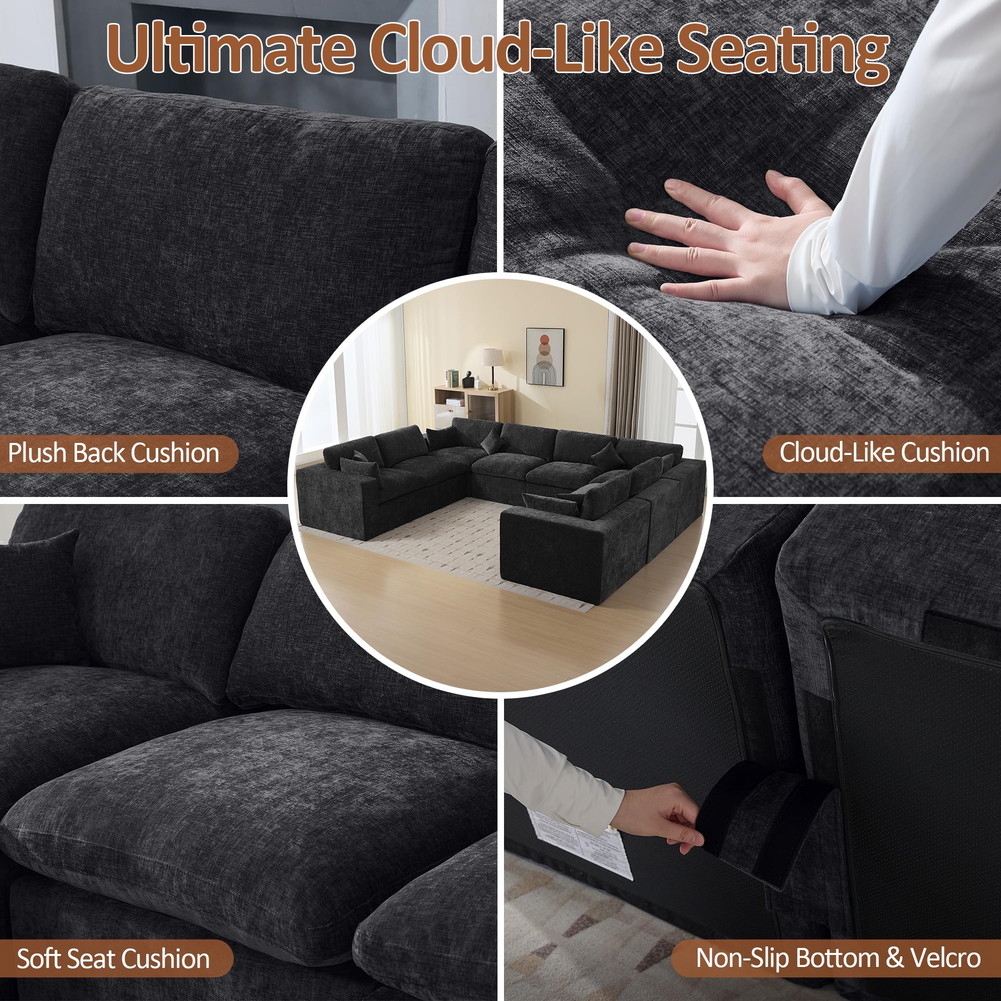 Big Sectional Couch: Best Picks Ranked for 2026 2 WUTUTUEE 146''Cloud Boneless Sectional Couch, Modular Sectional Sofa Deep Seat, — product photo