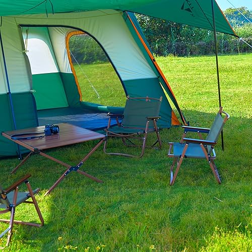 Miniatura 11 de KTT Tienda de campaña extragrande para 12-14 personas, tiendas de campaña familiares, 2 habitaciones, pared recta, 2 puertas, 4 ventanas con malla,