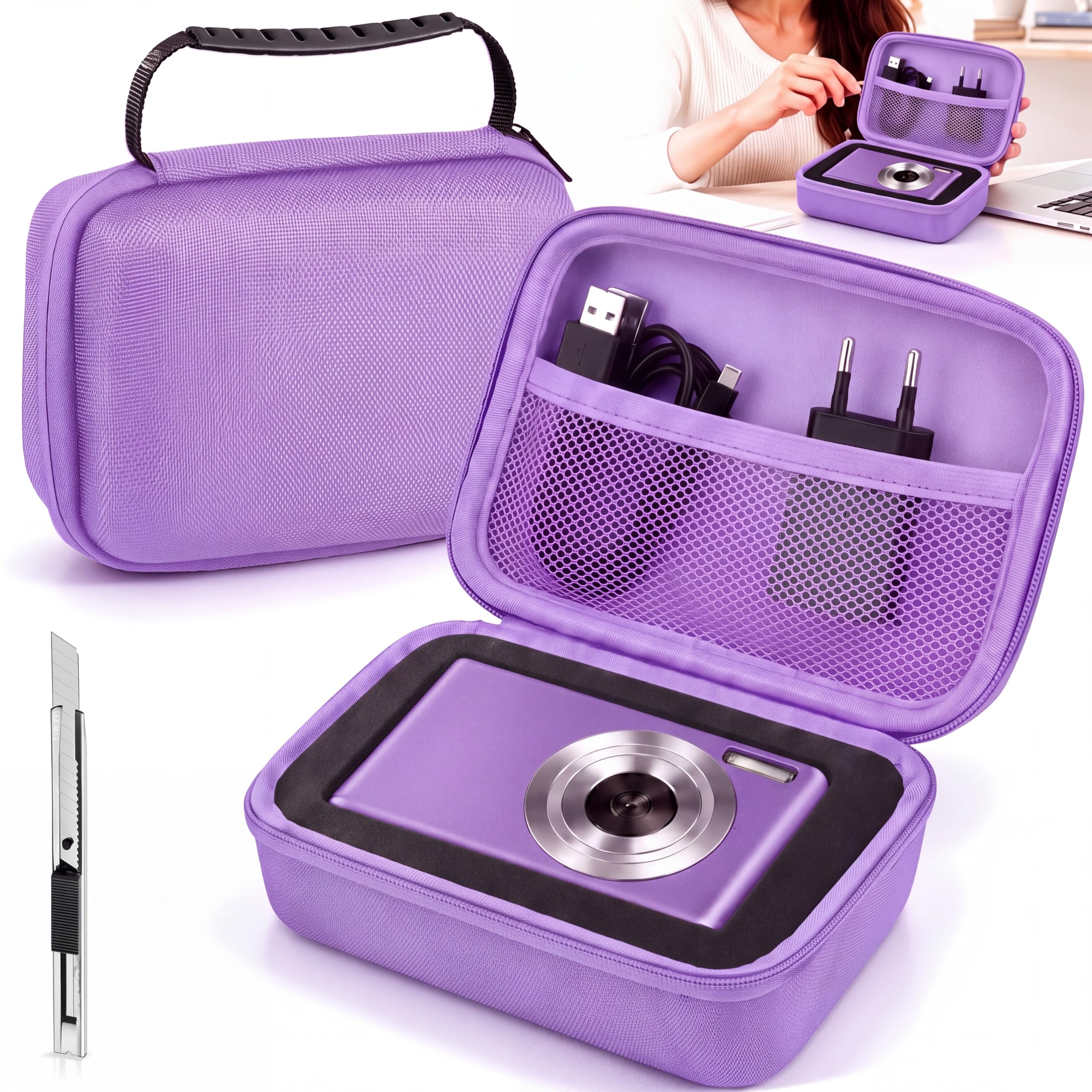 Relaxweex Hard Case with Foam, Purple, 7.1 x 4.7 x 3.1 Inch