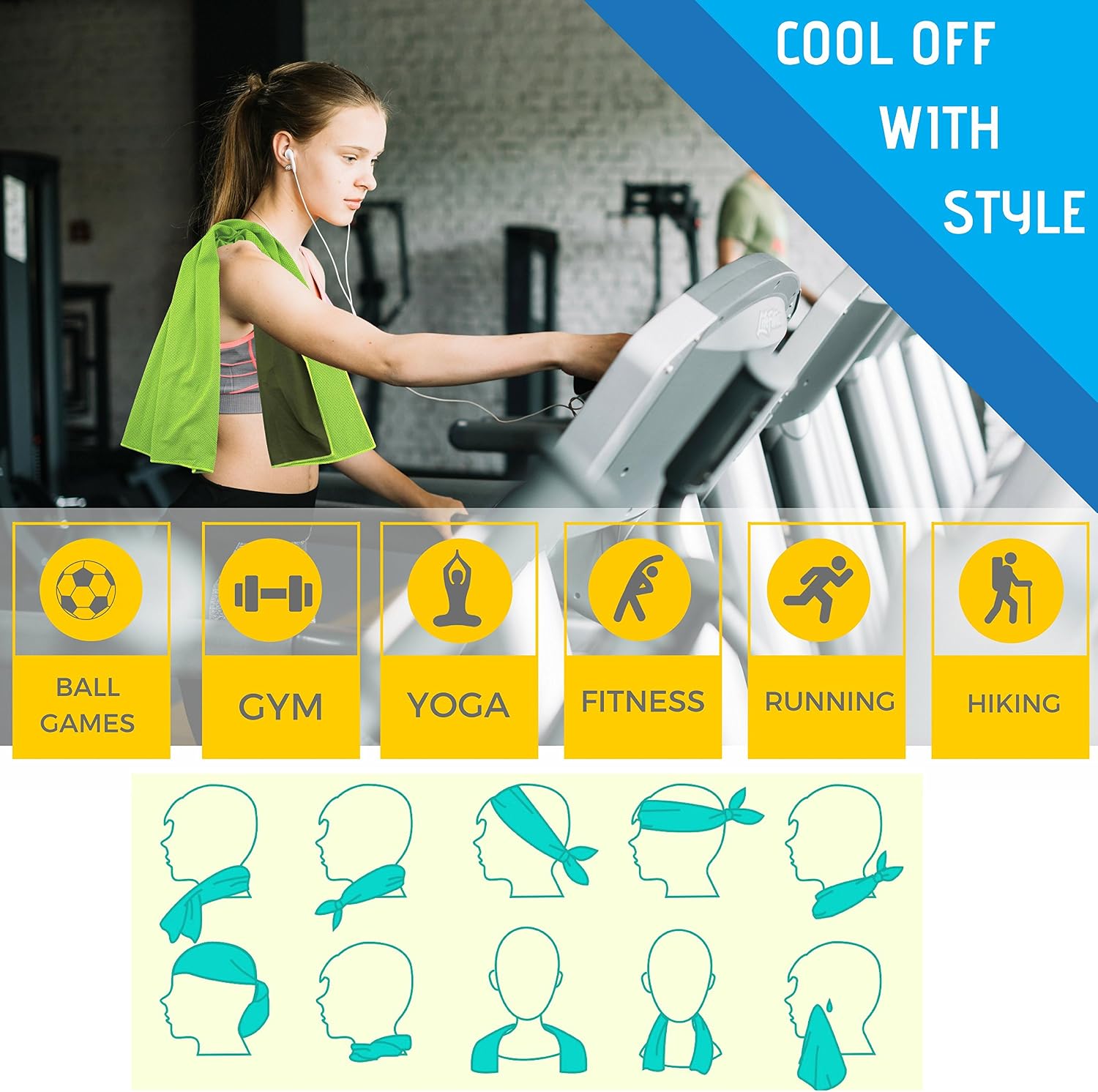 Elite Trend Cooling Towels Neck Wrap: Cold Neck Cooler Wraps,Instant Cooling Towel Coolers Hot Weather,Large 47x12 Chill It Scarf Athletes.Use it as a Cool Headband, Bandana, UPF 50