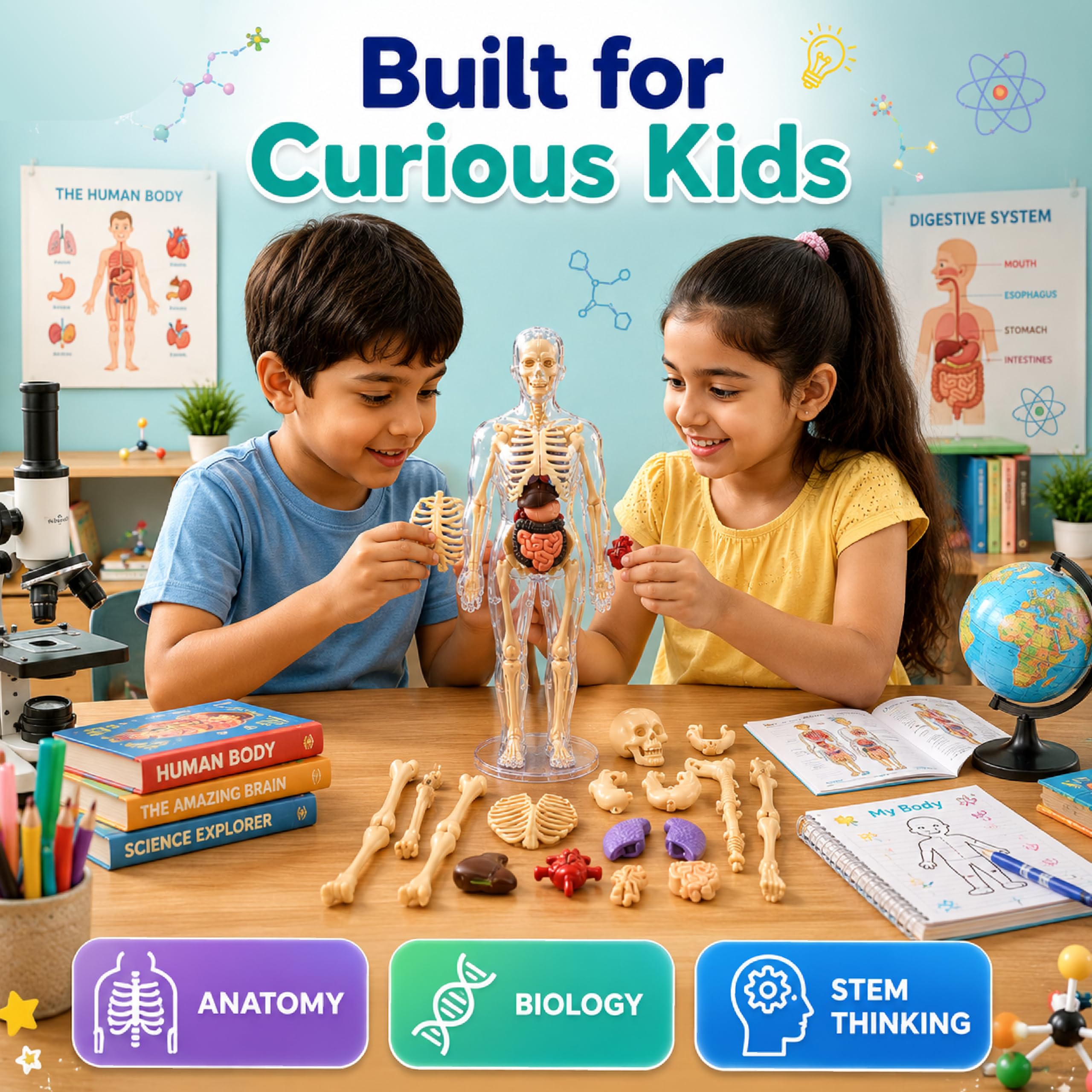 Lifelong Labs Anatomy Kit | 29-Piece Anatomy Kit with Skeleton, Organs, Body Parts | Human Body 3D Puzzle, STEM Science Toy | Skeleton Model Detachable Bones | Body Parts Toy for Kids Ages 5-12 Yrs — Amazon image 2
