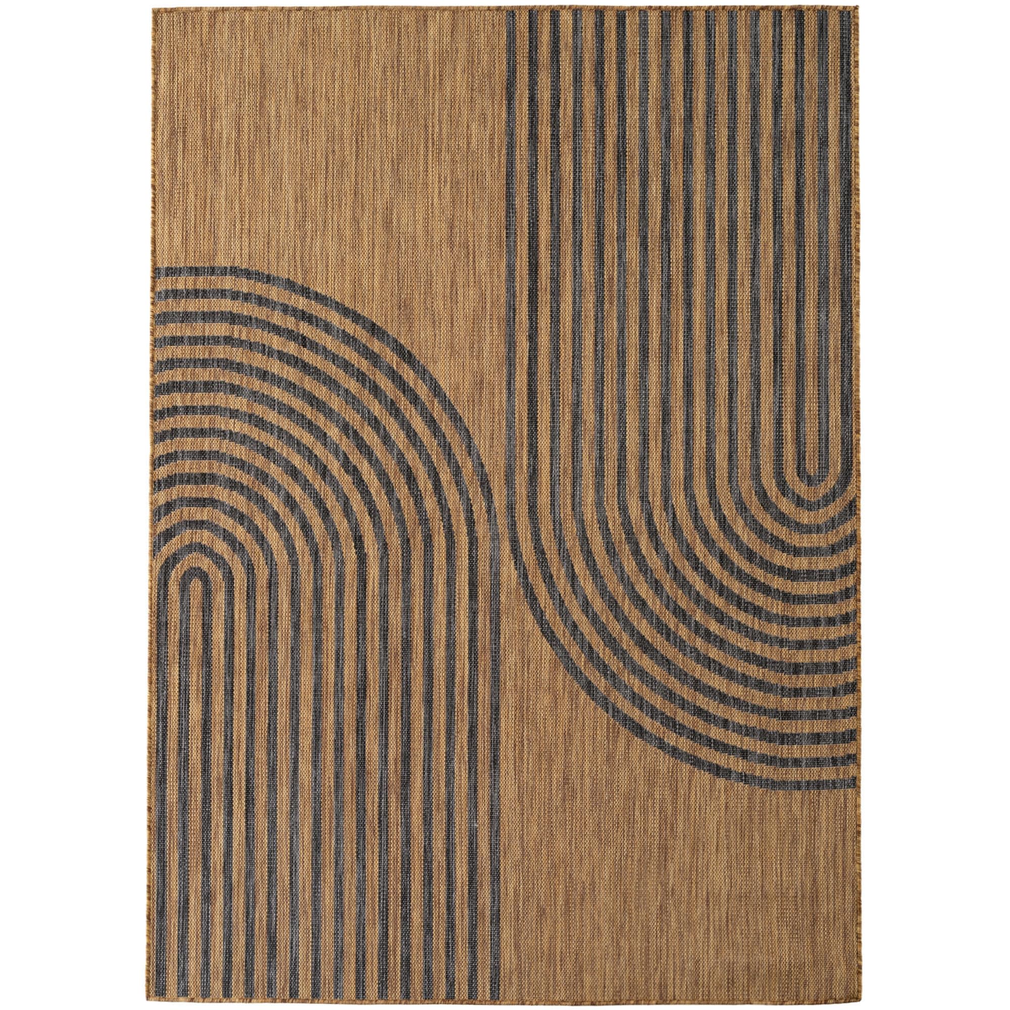 Teppium Dywan Zewnętrzny Czarny Efekt Juty 160x220 cm Balkon Taras Ogród Odporny UV Duży Styl Boho Płasko tkany