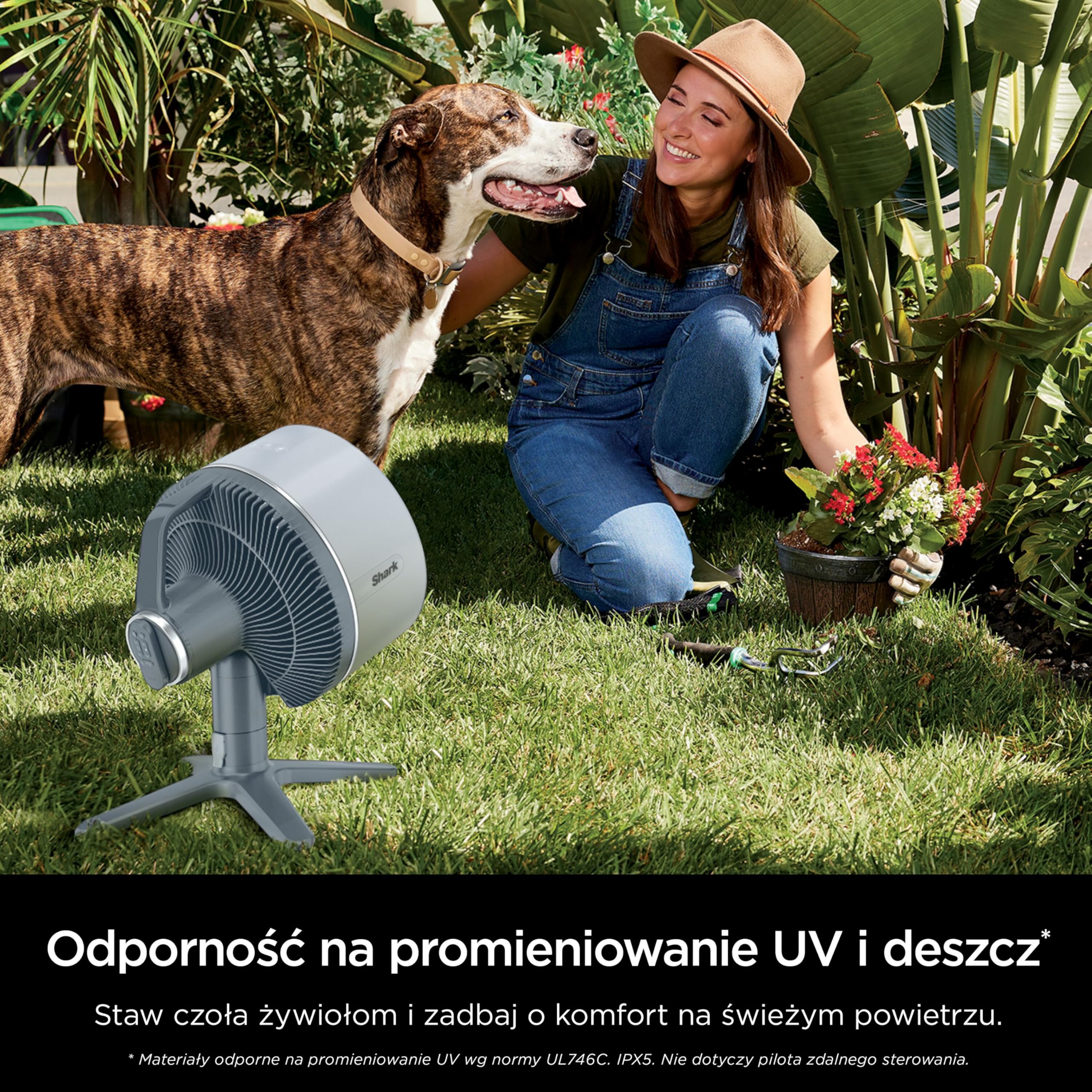 Shark FlexBreeze TableMate Wentylator bezprzewodowy wewnętrzno-zewnętrzny, do 24 godz. pracy, wydajne chłodzenie, zasięg 20 m, cichy, 5 szybkości, oscylacja, zdalne sterowanie, zimowa mgła, FA150EU