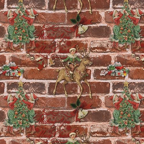 Dimoon 78.7"x118" Christmas Wallpaper Peel and Stick Wallpaper Red Brick