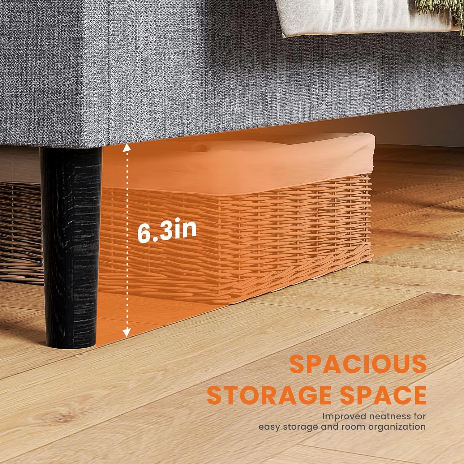 Adjustable headboard showing three height settings