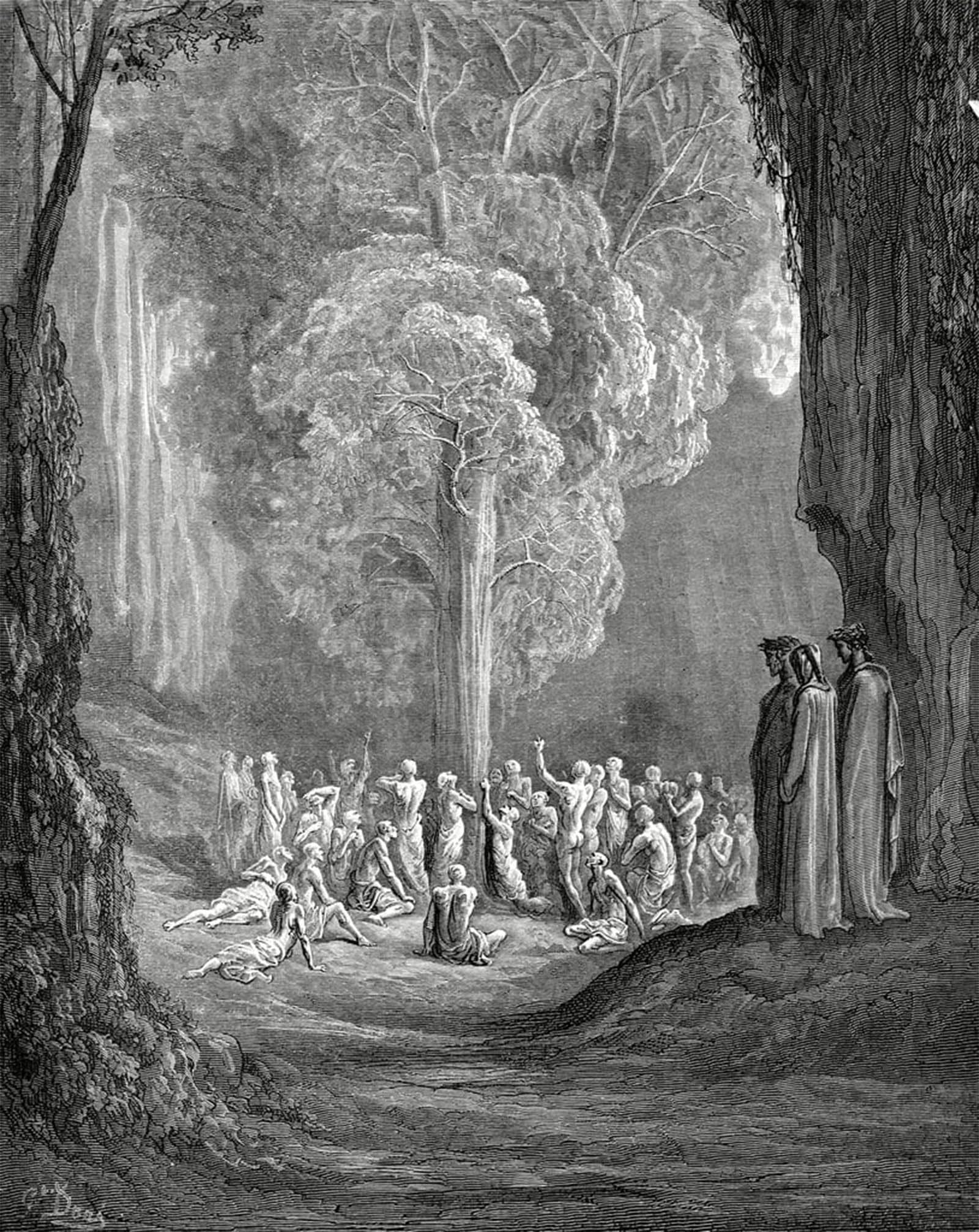 SERENDIPITP Vintage Picture Print on Canvas Wall Art Poster Virgil Shows the Tree to Dante by Gustave Dore Artwork Print Poster for Wall Decor 60x90cm