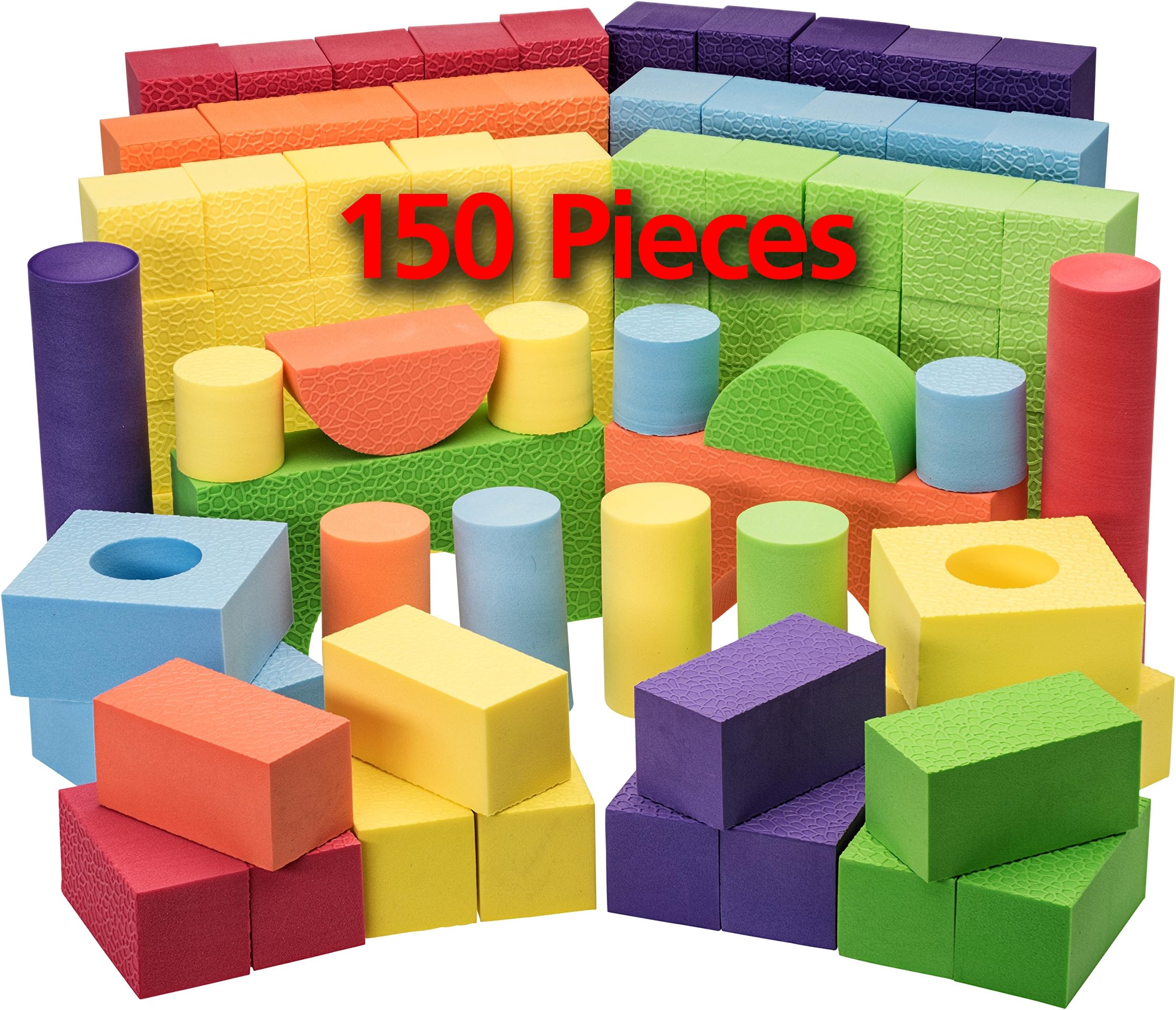 Dragon Too Foam Blocks and Stacking Blocks -Non Toxic- 150 Pcs Creative and Educational- with Reusable Zippered Bag