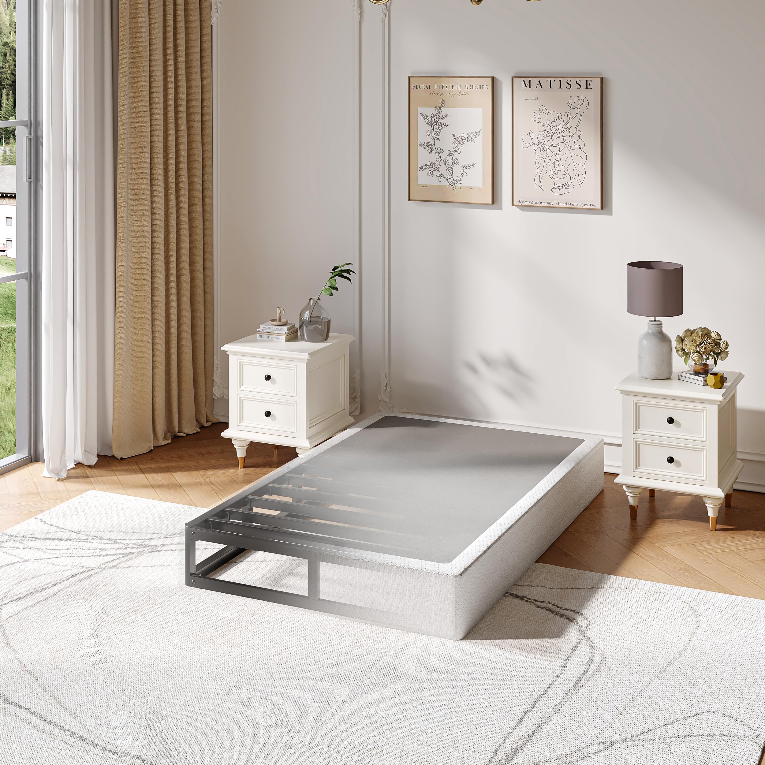 Twin Box Spring 9 Inch, 3500 lbs Capacity, Metal Bed Base (QQNNQIANG)