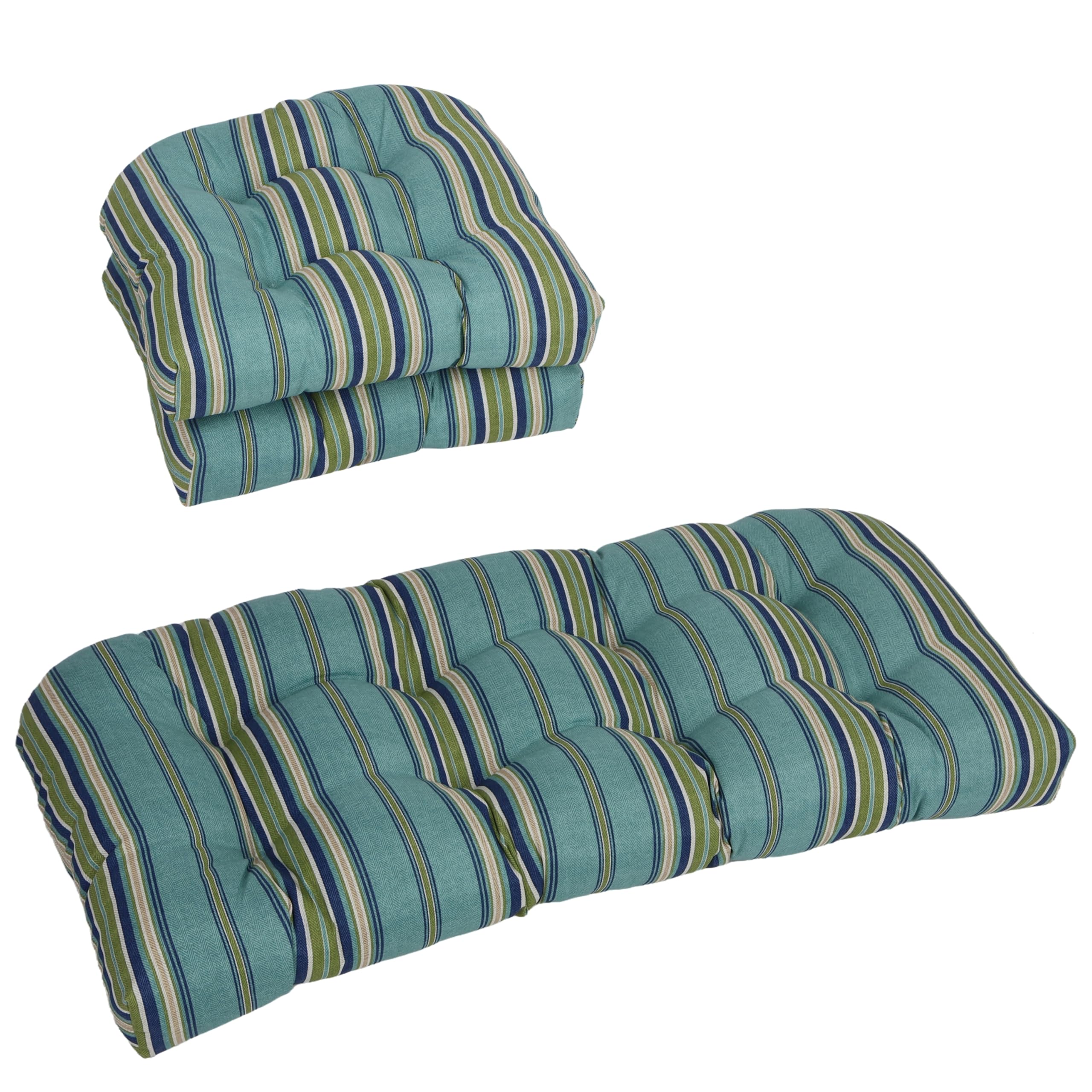 blazing needles outdoor rounded back settee cushion set, terrace breeze 3 count