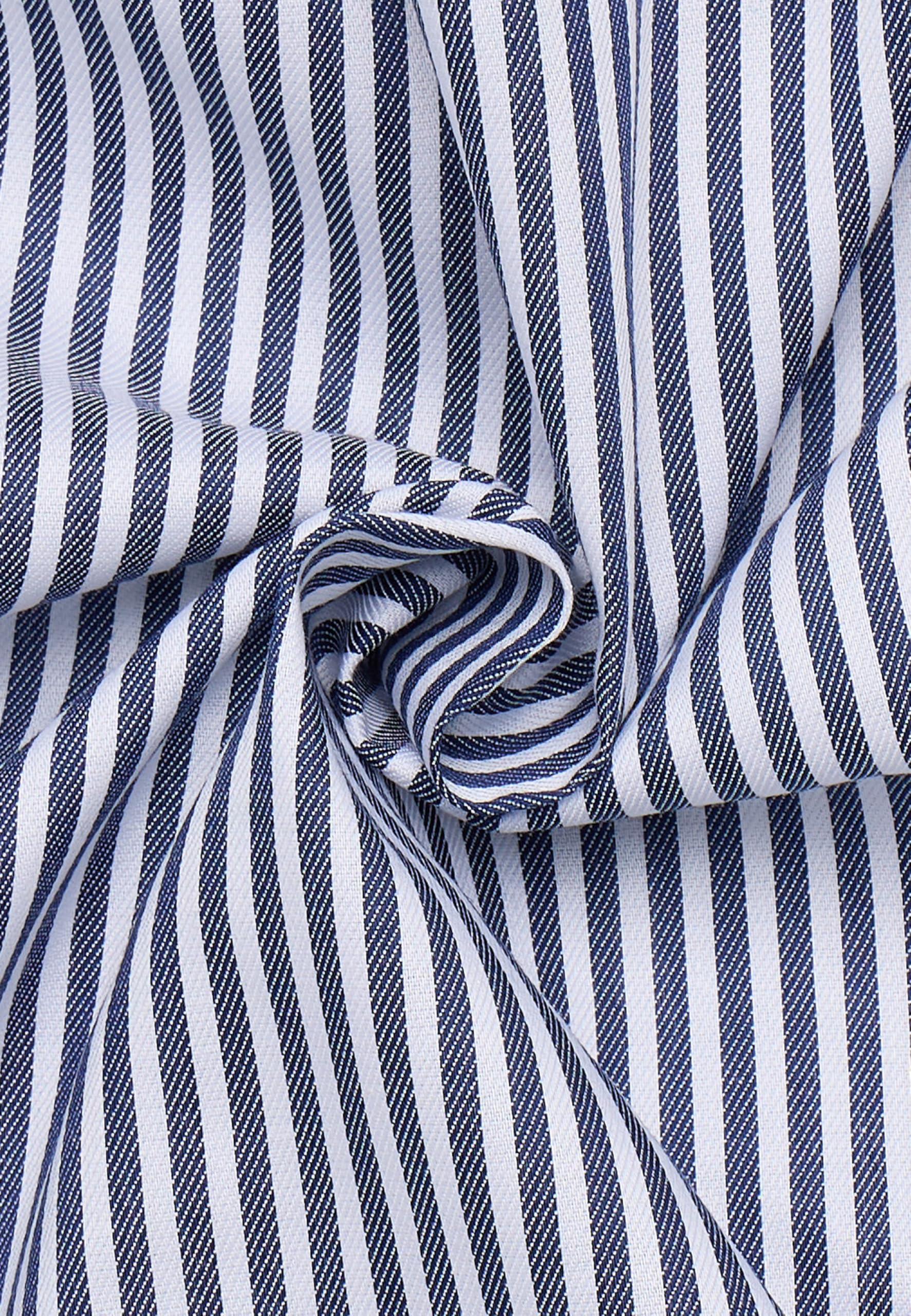 ETERNA Comfort Fit Dynamic Cotton Hemd Langarm Twill Streifen dunkelblau