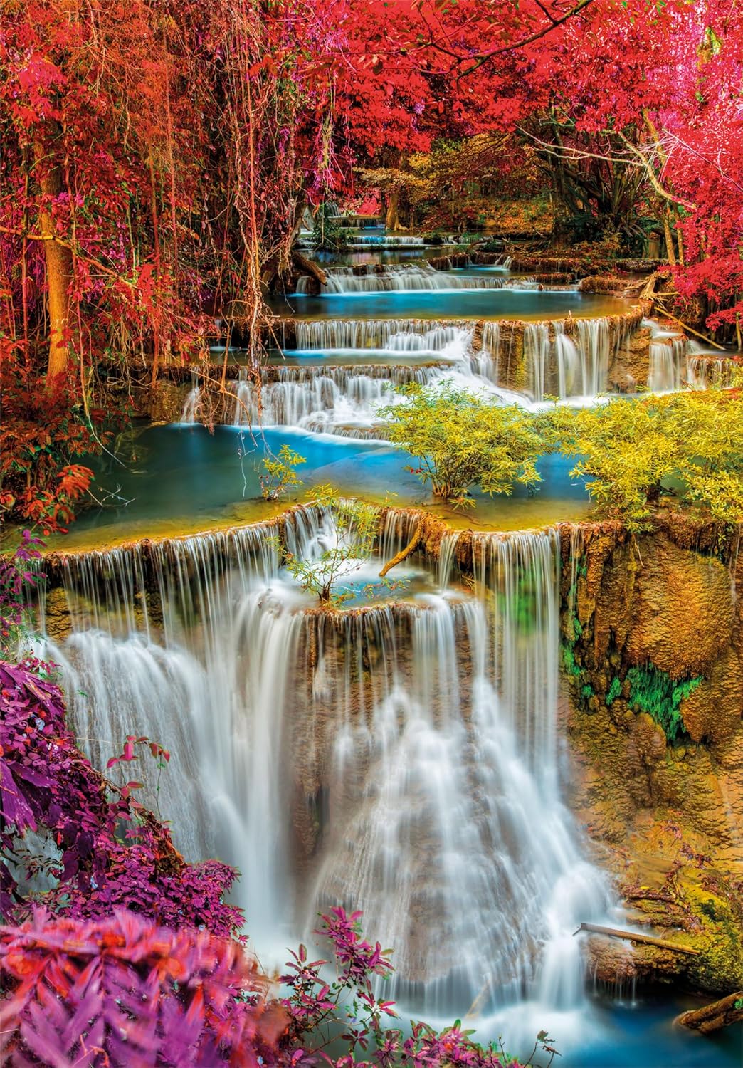 Clementoni Collection-Colorful Thai Falls-1000 Pieces-Puzzle, Vertical, Fun for Adults, Made in Italy, Multicoloured, 39821
