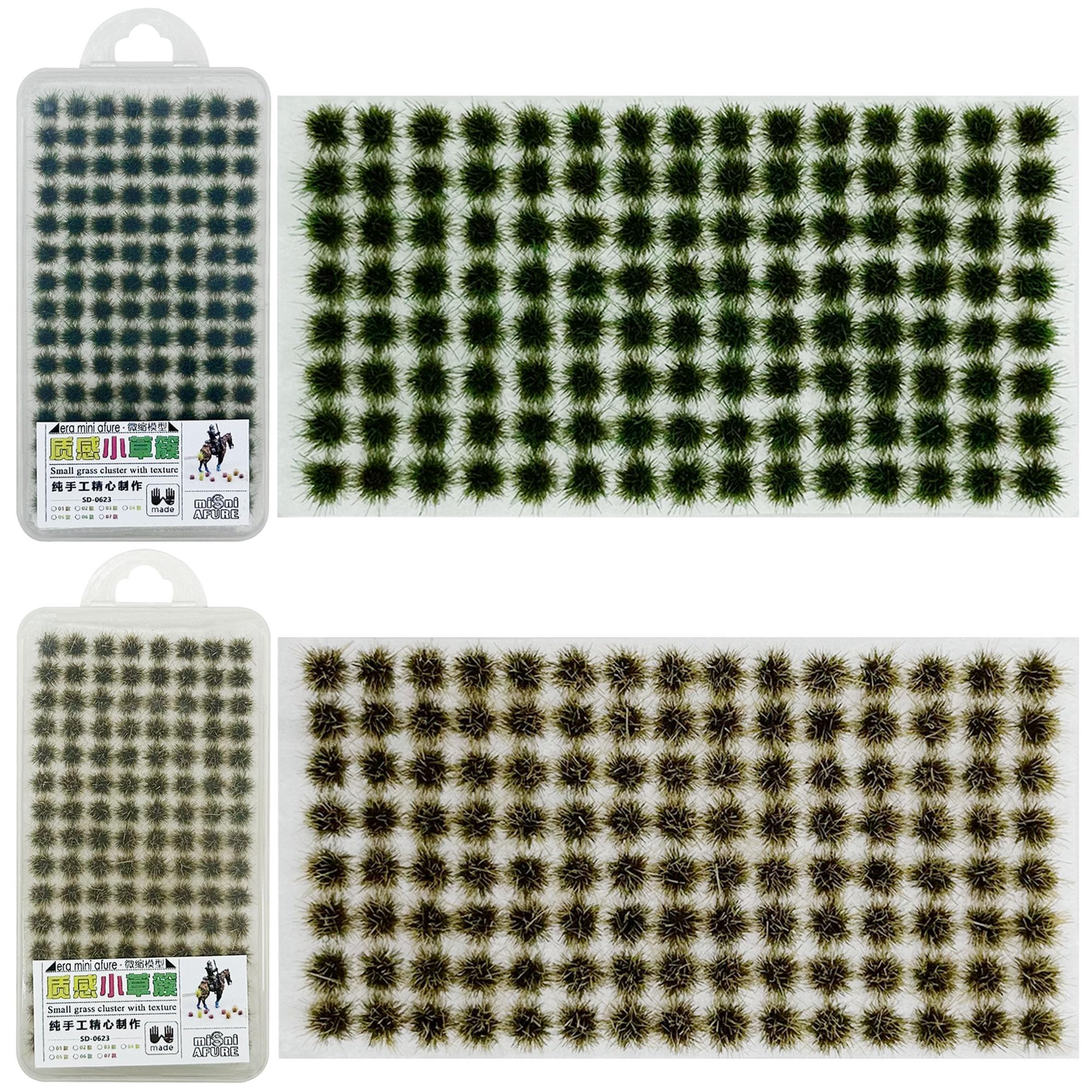 Attuslla 208 PCS Static Grass Tuft Model Grass Tufts Terrain Model Kit Resin Static Scenery Model Miniature Shrubs Bushes for Train Landscape Railway Artificial Grass Modeling