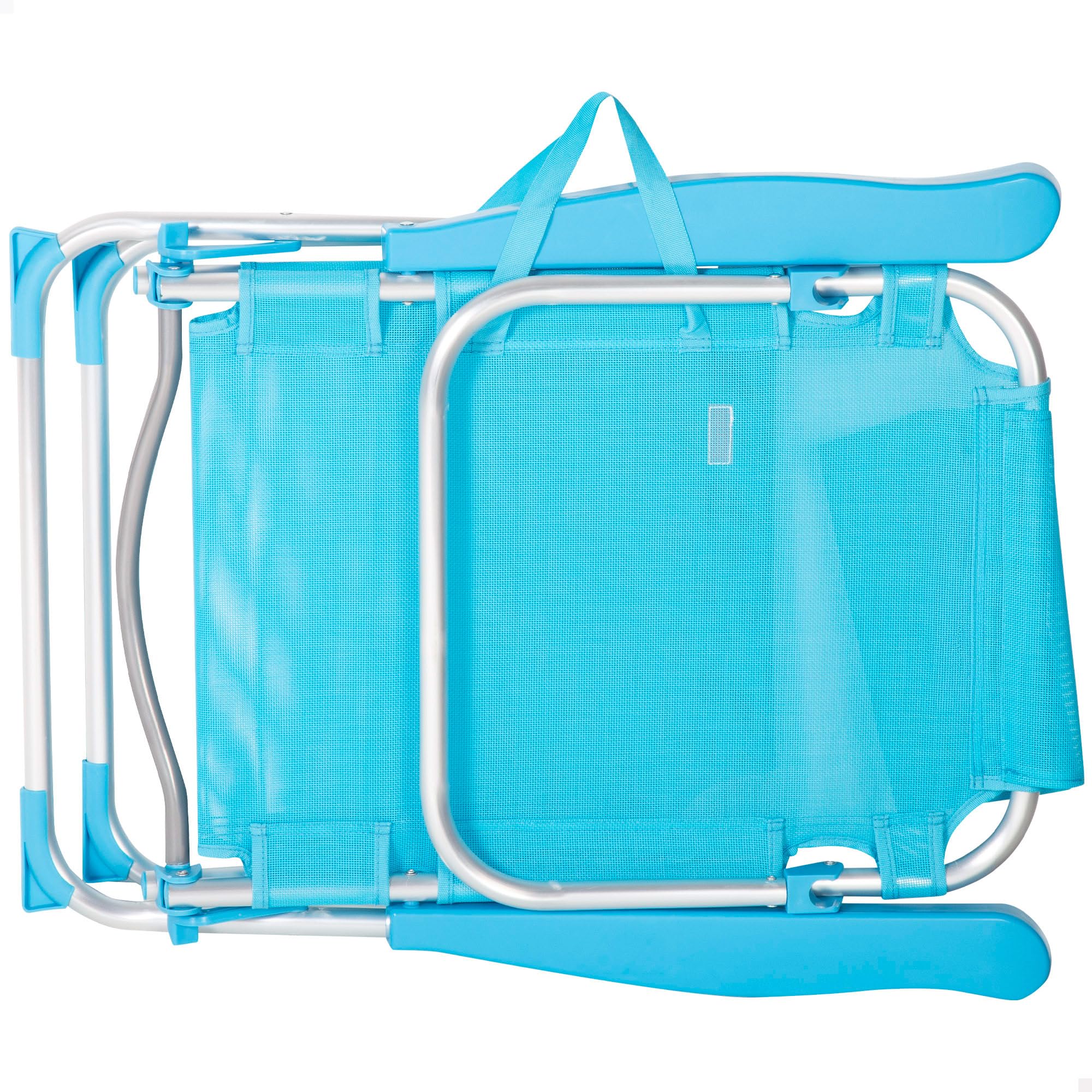 AKTIVE Silla de Playa Plegable Alta, Azul, Mide 48x60x90 cm, Multiposición, 8 Posiciones, Textileno y Aluminio, Peso soportado 110 kg, Asa Transporte, Sillas Acolchadas (62690)