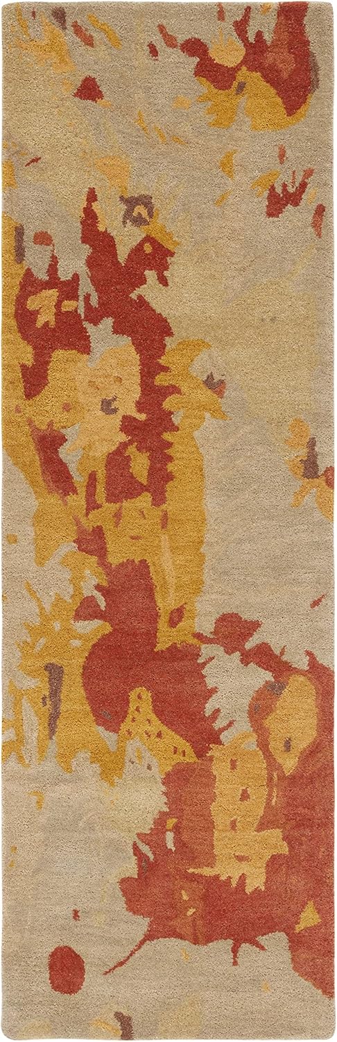 SAFAVIEH Soho Collection Runner Rug - 2'6" x 14', Beige & Multi, Handmade Wool, Ideal for High Traffic Areas in Living Room, Bedroom (SOH216A)