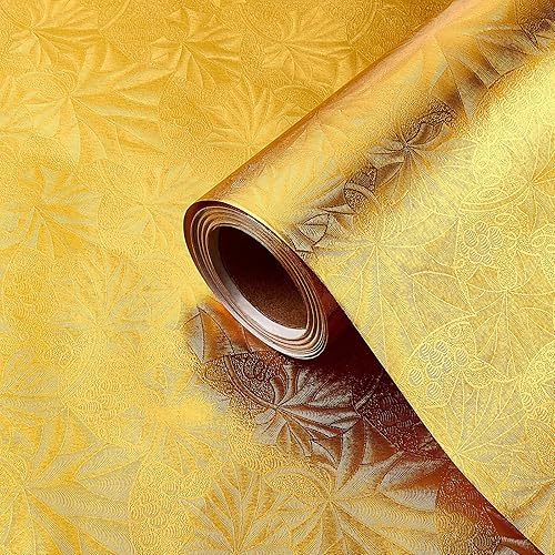 Jecery Papel de aluminio floral en relieve, papel de regalo metálico dorado para manualidades, álbumes de recortes, tablero de tartas, tambores de