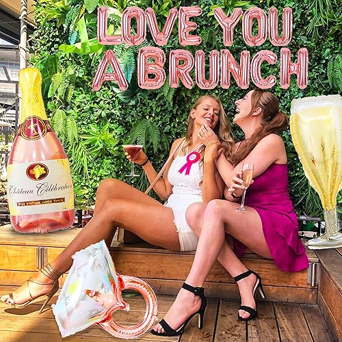 Miniatura 4 de LaVenty Juego de 48 globos de oro rosa Love You a Brunch y decoración para despedida de soltera, fiesta