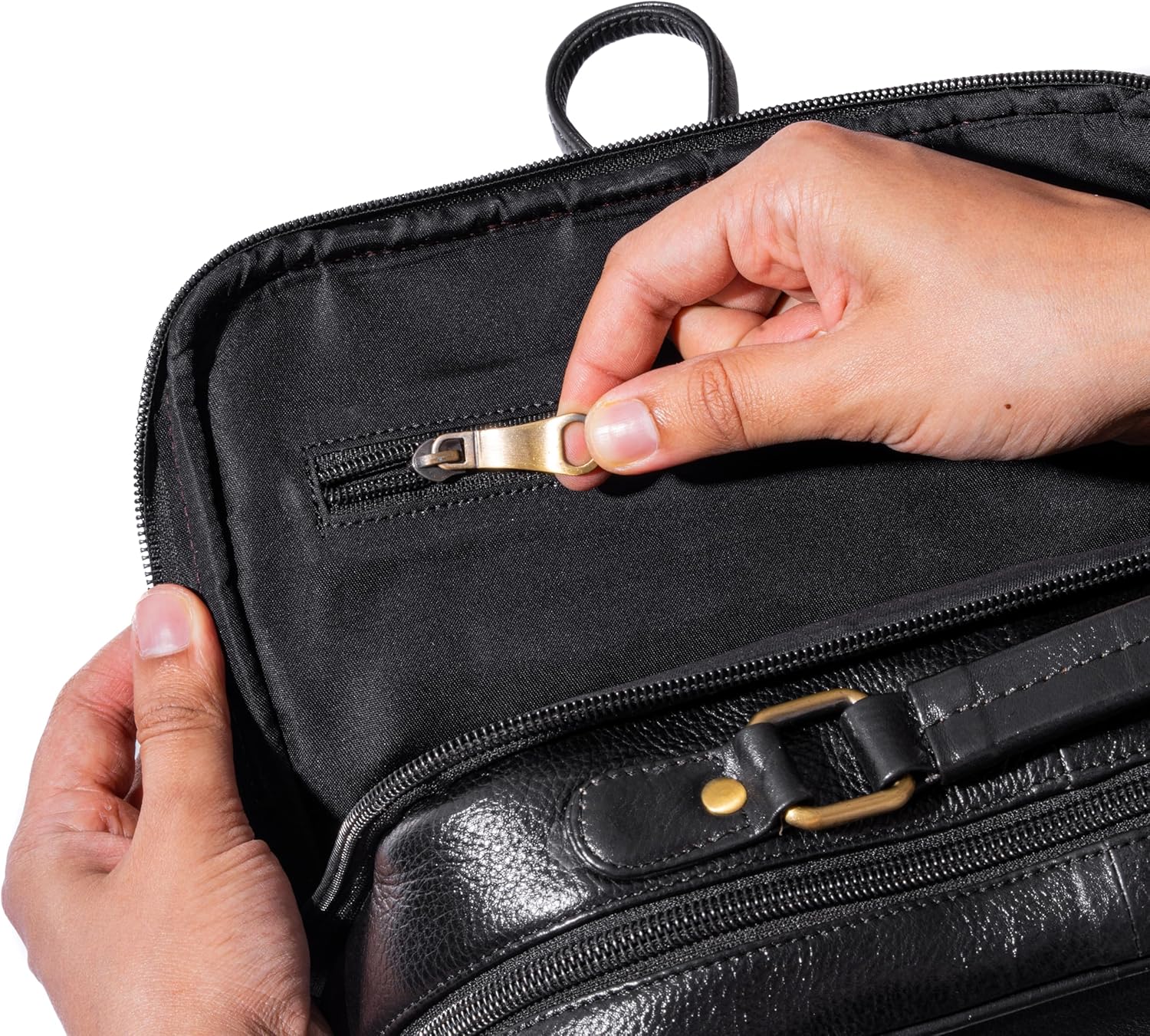 15.6" Luxury Black Leather Laptop Backpack for Men & Women. Leather Bag for Professional Use in Office & Business - Image 4