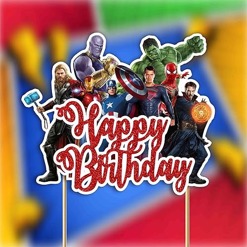 Miniatura 8 de Seyal Decoración para pastel de feliz cumpleaños de Suprhero