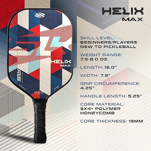 Miniatura 8 de Selkirk Sport SLK Helix Pro - Paleta de pickleball de fibra de carbono termoformada con cara híbrida de fibra de carbono y fibra de vidrio, control
