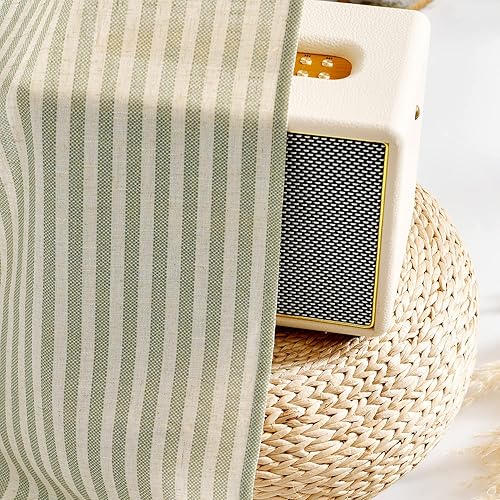 Miniatura 3 de Vangao - Cortinas de cocina estilo granja a rayas, 24 pulgadas de largo, cortinas de lino para cafetería, cortinas de rayas gruesas, cortinas de